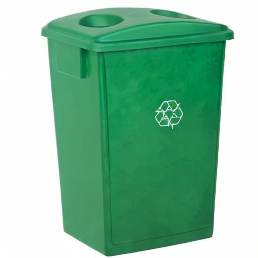 PRO&Family 92 Qt (23 Gallon/87 Liter) Slim Rectangular Recycling Bin with Ventilated Green Lid - Eco-Friendly Kitchen & Outdoor Trash Can for Waste Sorting | Perfect for Home, Office, Patio & Garage Use
