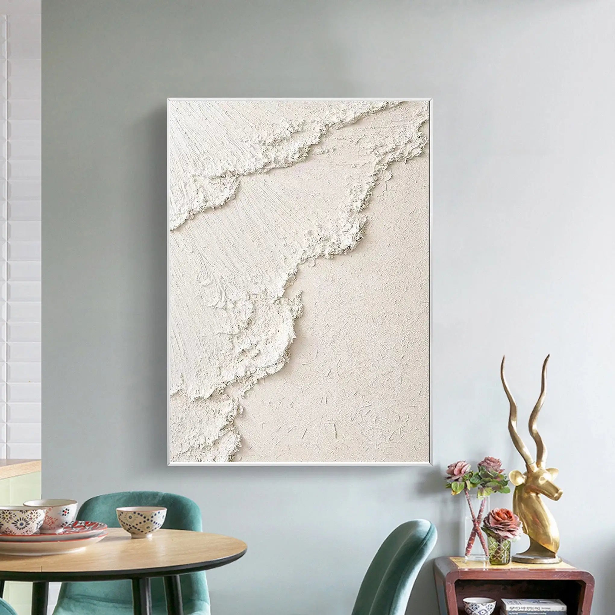 Minimalist Beige Textured Wall Art - Modern Abstract Canvas Painting for Living Room, Bedroom & Office Decor | #MM070