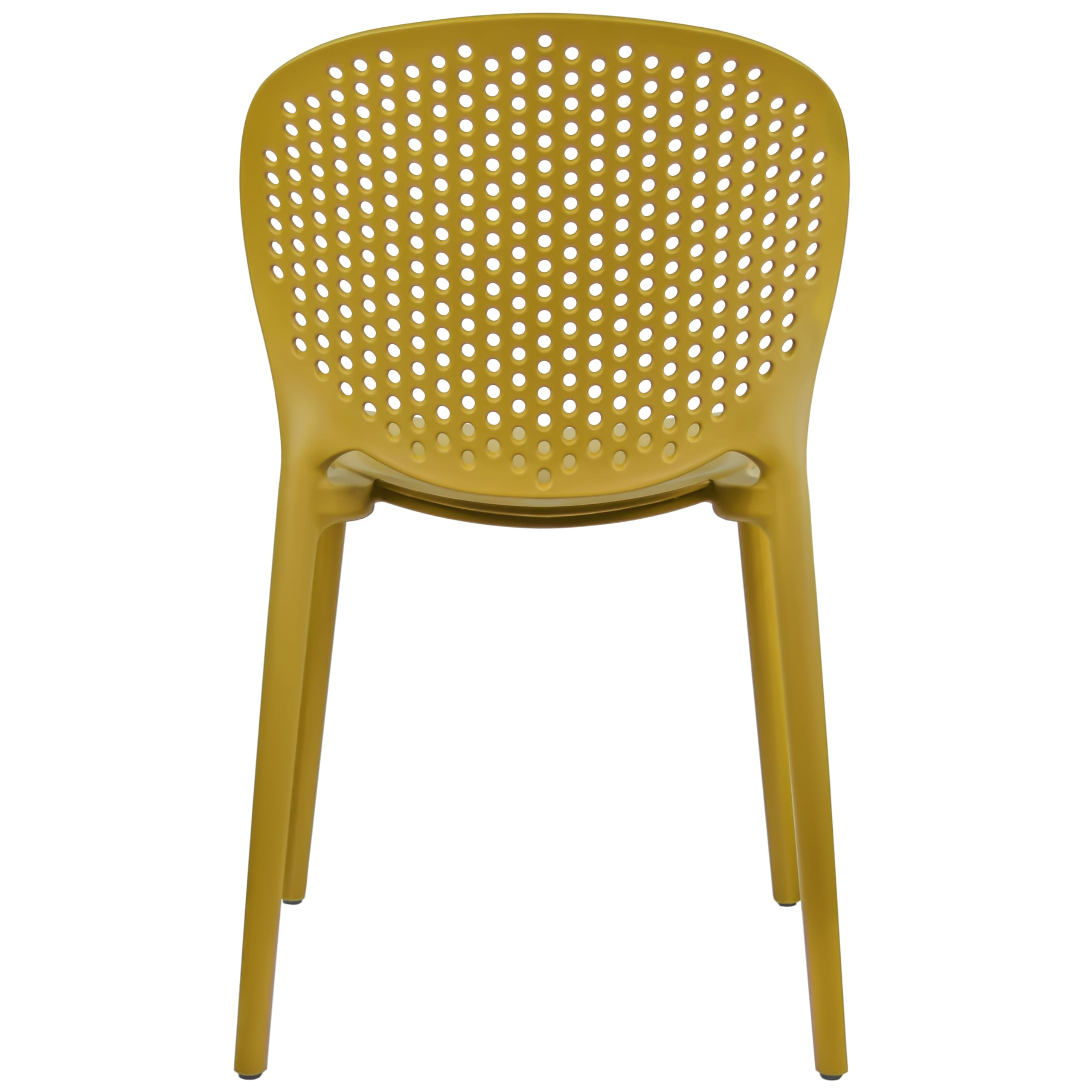 2xhome Set of 4 Modern Stackable Dot Chairs - Indoor/Outdoor Patio Dining Side Chairs for Pool, Kitchen, Living Room & Restaurant - Mustard Yellow & Ginger - Perfect for Outdoor Entertaining & Small Space Dining