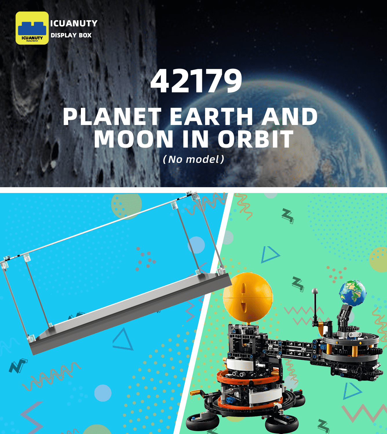 LEGO Technic Planet Earth and Moon in Orbit 42179 Display Case - Protective Showcase for LEGO Set - Perfect for Home Decor, Office Display & Collector's Showcase