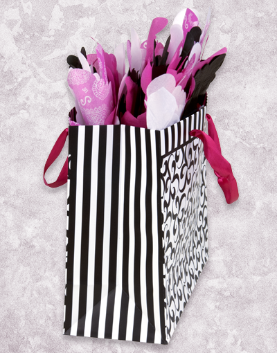 Elegant Black and White Twirl Gift Bags for Birthdays, Weddings & Parties - Premium Decorative Favor Bags for Special Occasions