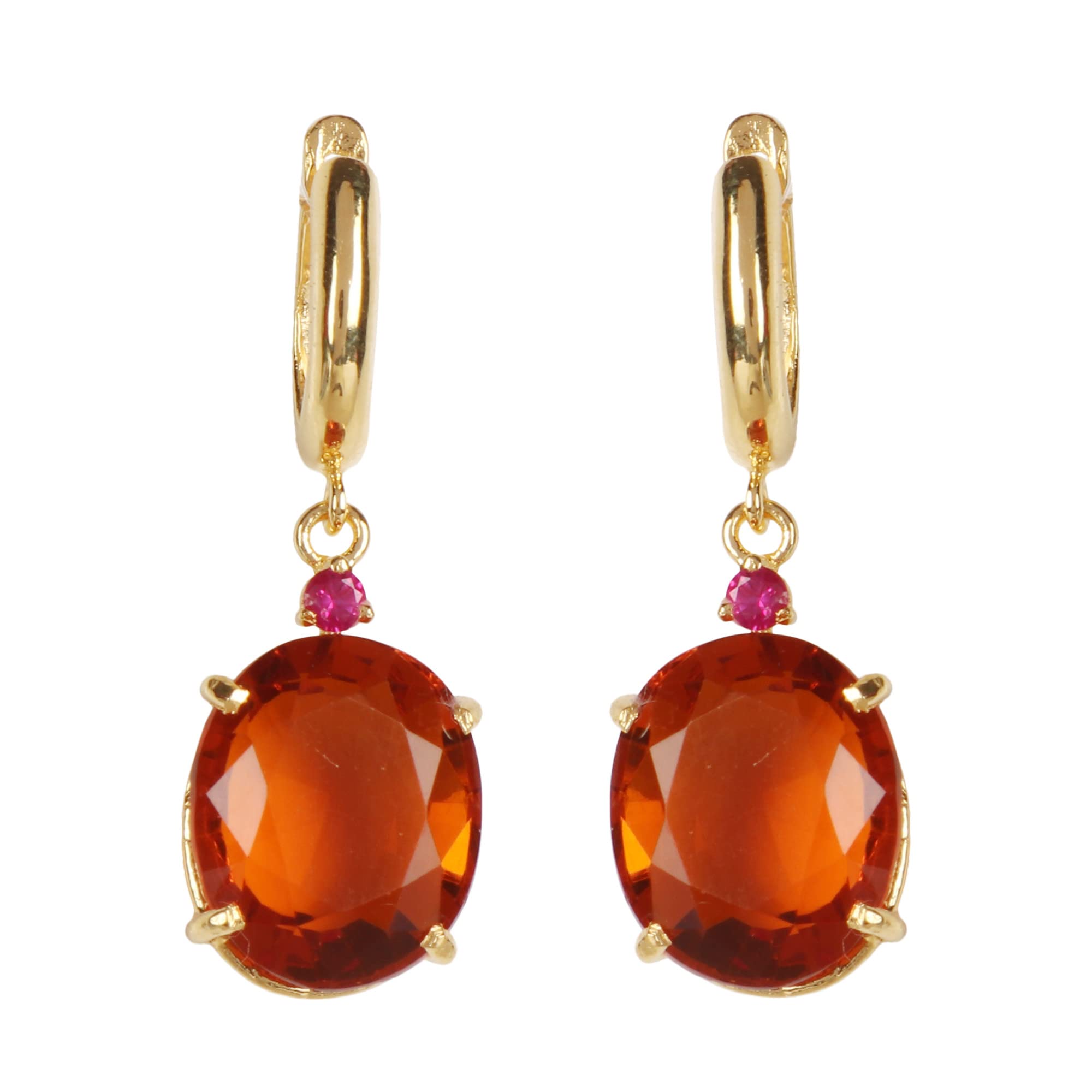 GEMHUB 925 Sterling Silver Birthstone & Created Gemstone Dangle Earrings for Women | Elegant Jewelry Gift for Birthday, Anniversary & Special Occasions