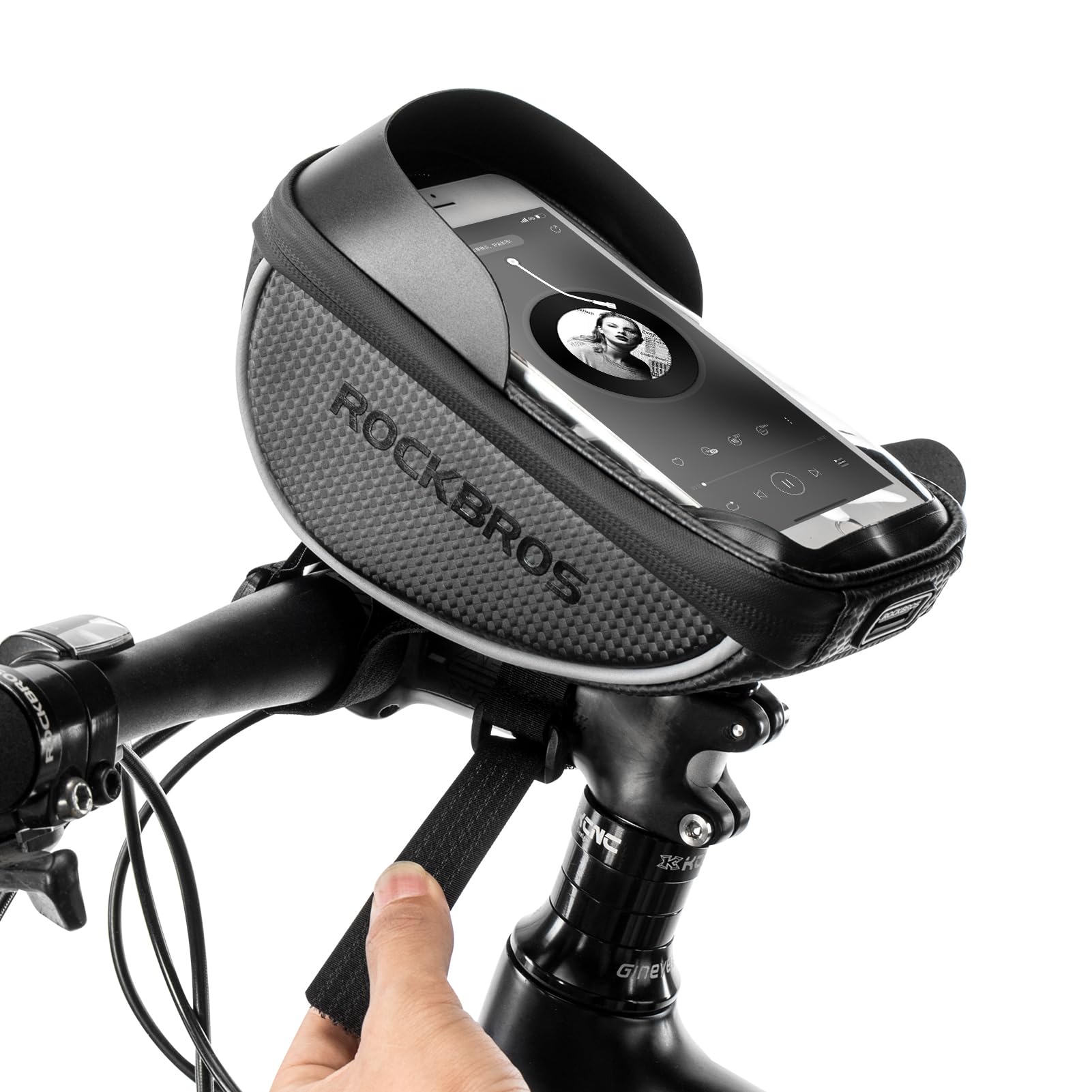 ROCKBROS Waterproof Bike Phone Mount Bag - Front Frame Handlebar Pouch for iPhone 11/XS Max/XR/8 Plus (Under 6.5
