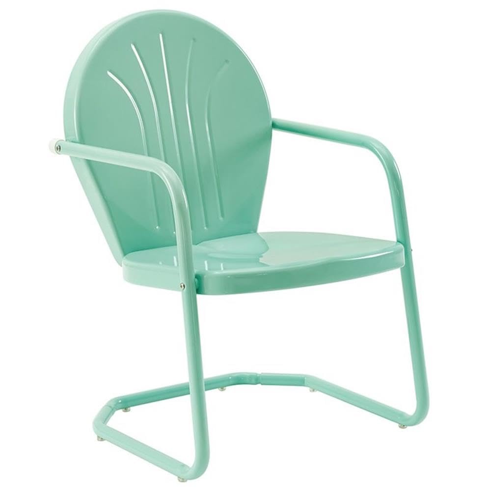 Durable Industrial Steel Metal Patio Chair - Aqua Gloss Finish for Outdoor Dining, Garden, Poolside & Backyard Relaxation