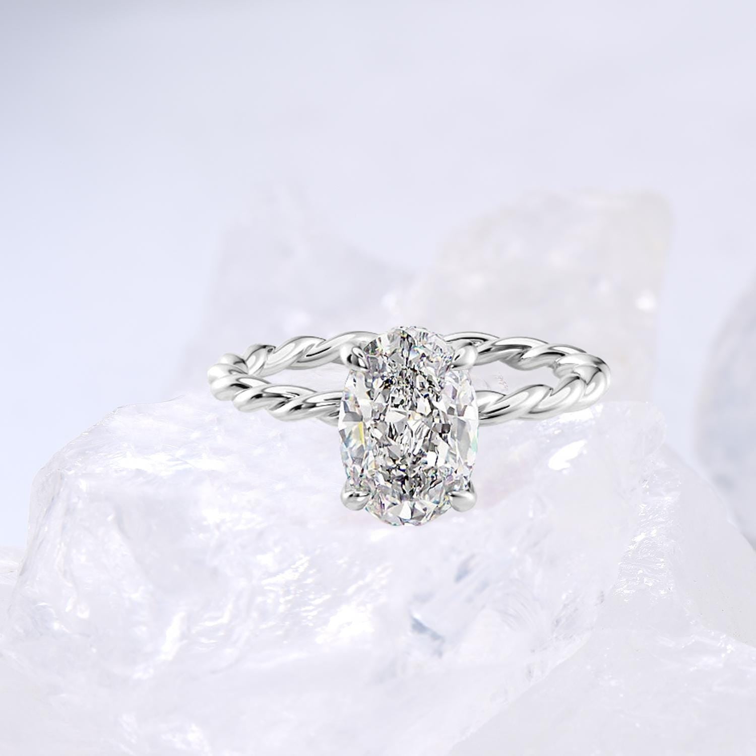 IGI Certified Lab Grown Diamond Engagement Ring - Minimalist Dazzling Twist Rope Design with Hidden Halo | Anniversary Gift for Women | Perfect for Proposals, Weddings & Special Occasions