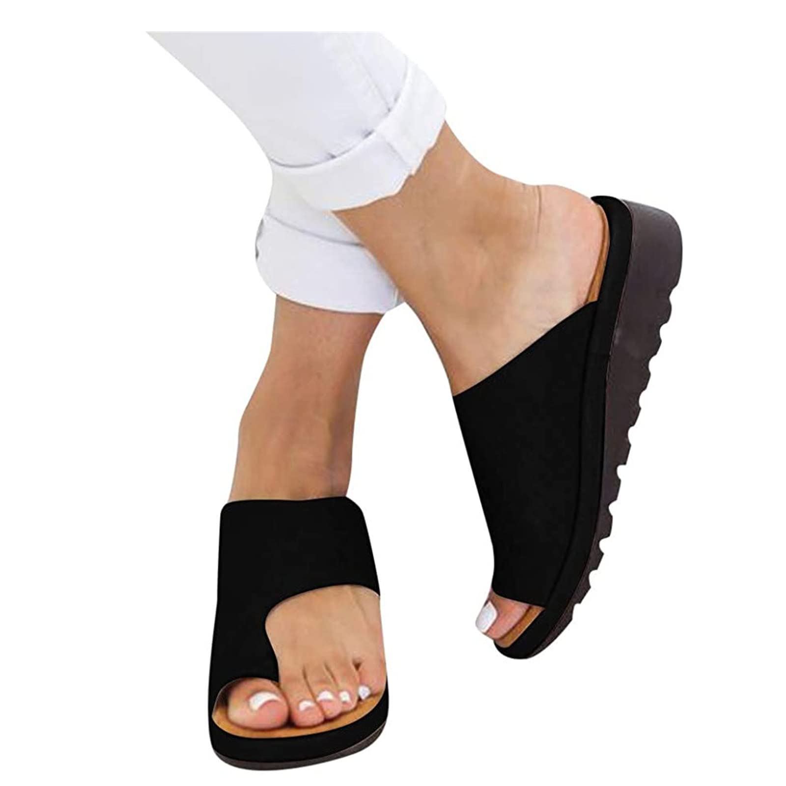 Lausiuoe Women's Summer Sandals - Clip Toe Flat Flip Flops for Beach, Casual & Dressy Outfits | Comfortable Thong Sandals for Walking, Vacation & Daily Wear