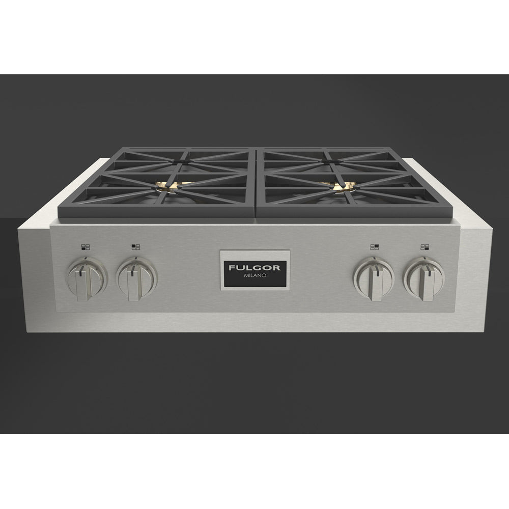 Fulgor Milano 30-Inch 600 Professional Series All Gas Rangetop - Stainless Steel (F6GRT304S1) | Premium Gas Cooktop for Home Chefs & Professional Kitchens