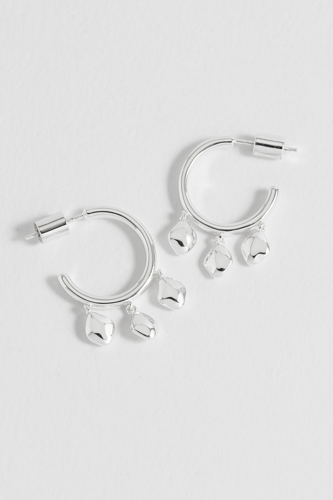 Stylish Triple Pebble Hoop Earrings for Women - Trendy Gold/Silver Dangle Drop Earrings - Perfect for Everyday Wear, Parties & Date Nights