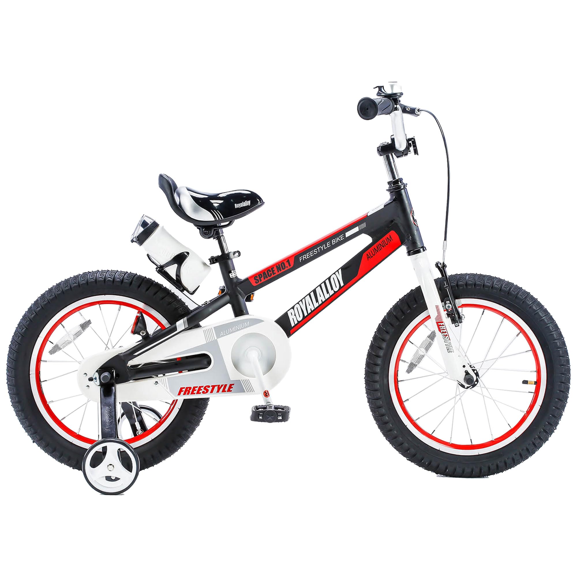 RoyalBaby SpaceKids 16 Inch Kids Bike with Hand Brake & Coaster Brake, Training Wheels & Water Bottle Included - Perfect for Boys & Girls Ages 4-8, Ideal for Neighborhood Rides & Park Adventures