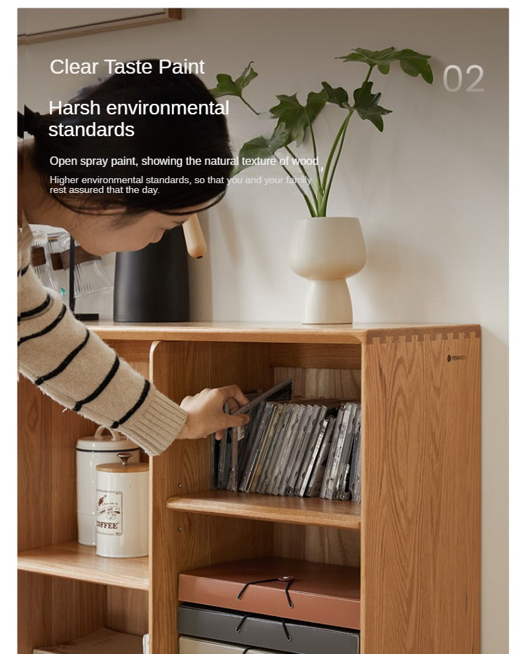 Oak Solid Wood Integrated Display Bookcase - Elegant Bookshelf for Home & Office Storage | Perfect for Living Room, Study, and Library Organization