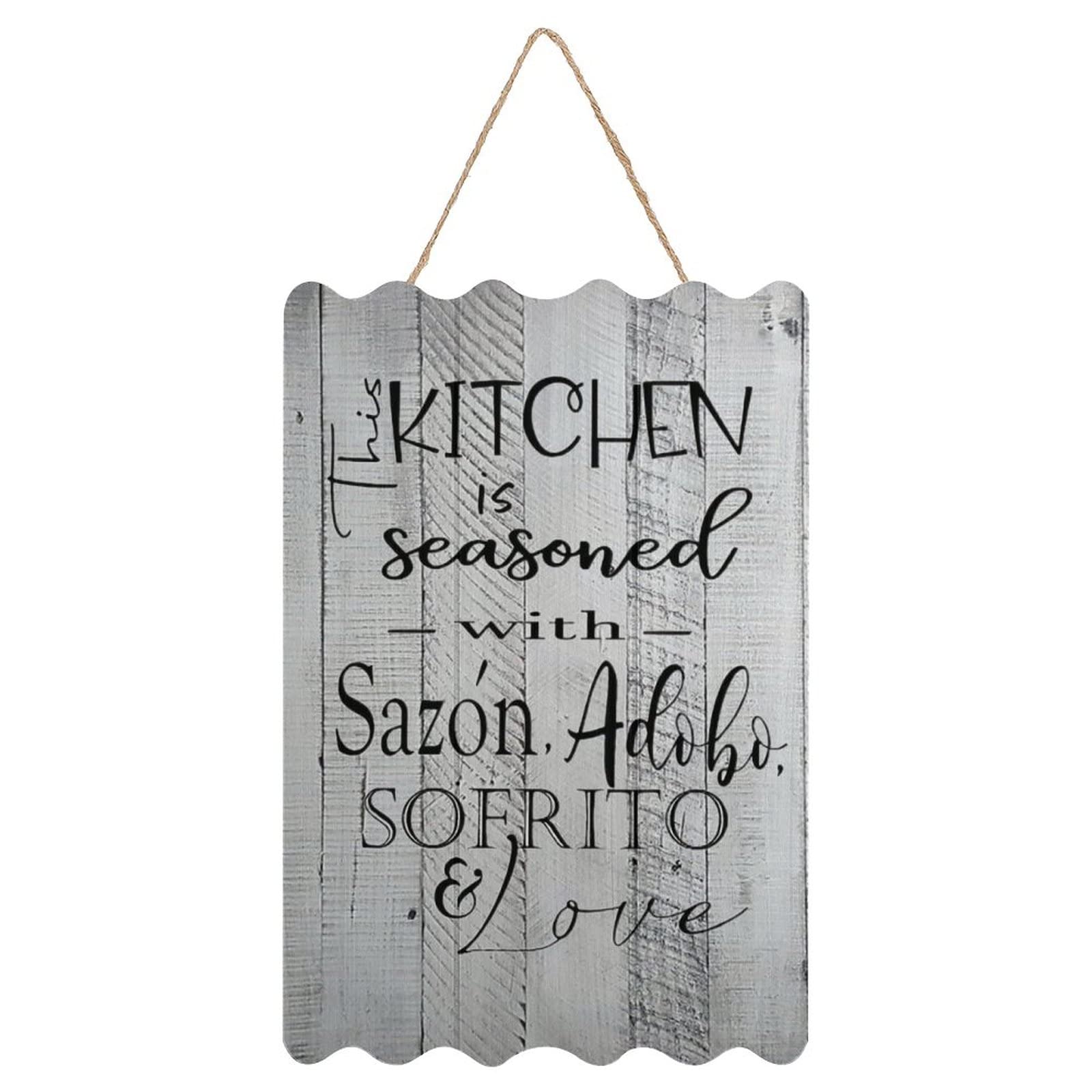 Authentic Spanish Puerto Rican Kitchen Wall Decor - 8×12 Inch Hanging Sign with Sazon Adobo Sofrito Design - Perfect for Home, Restaurant & Latino Cultural Decor