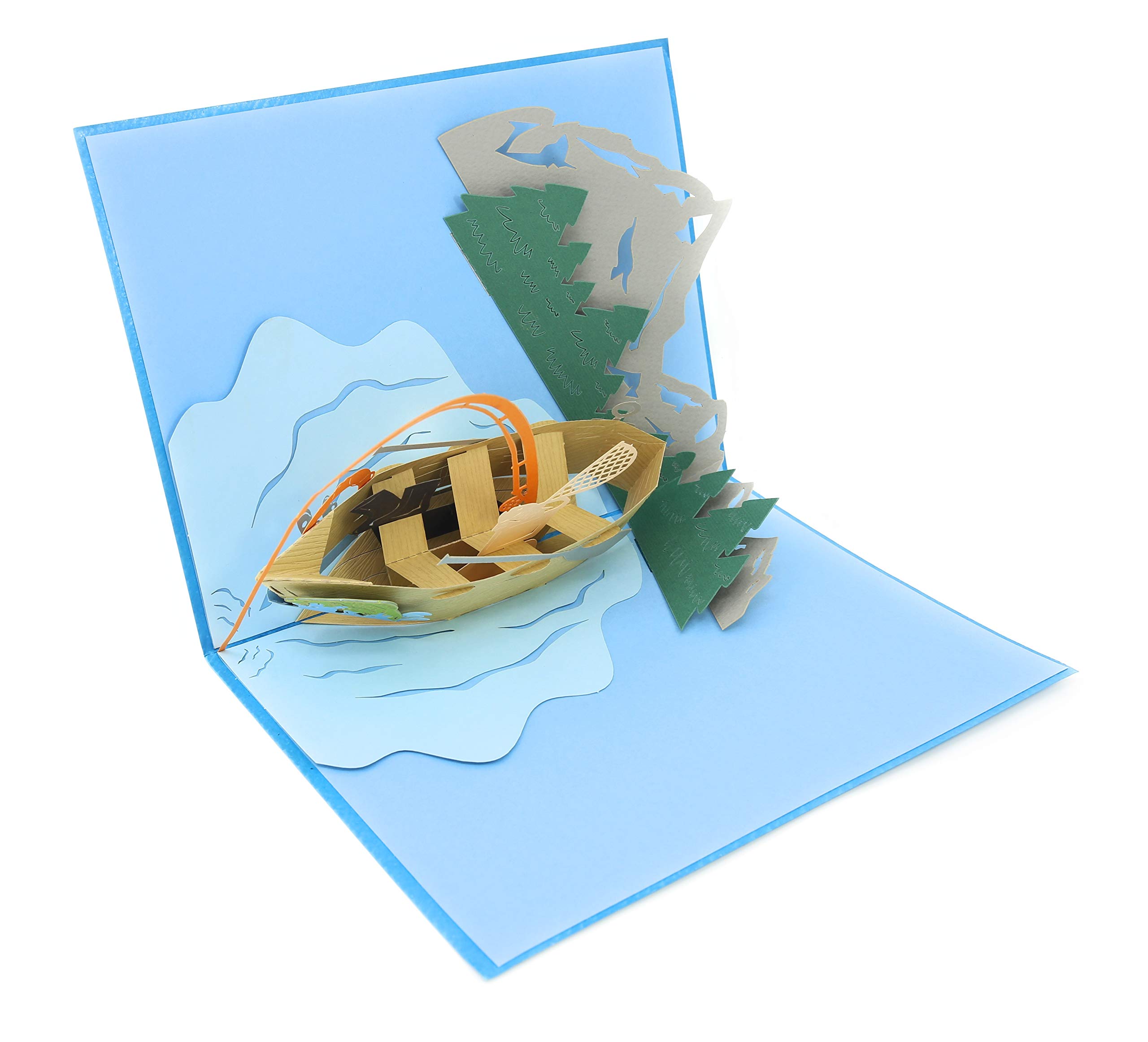 3D Pop Up Father's Day Card for Boaters - Fishing Trip Design for Dad, Husband, Son - Perfect for Birthdays & Retirement Gifts