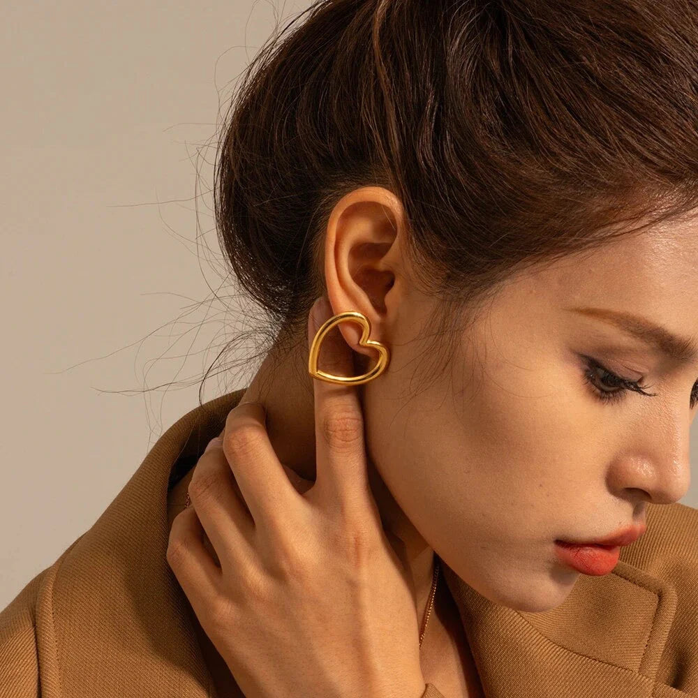 Heart Me Earrings - Gold Plated Dainty Stud Earrings for Women, Perfect for Valentine's Day, Anniversary Gifts & Everyday Wear