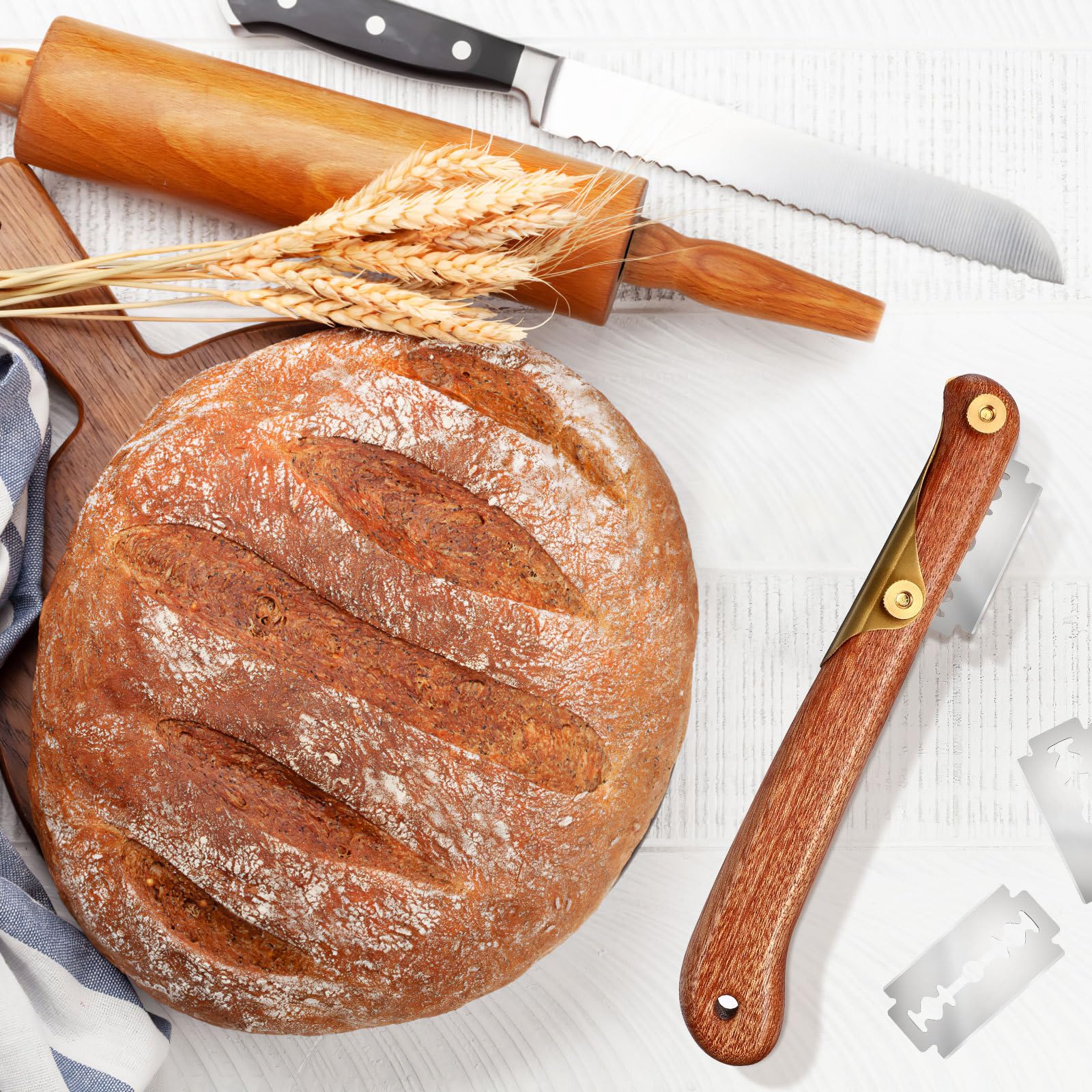 DOITOOL Stainless Steel Bread Lame Tool Set - Professional Dough Scoring Knife with Blades for Sourdough Baking - Perfect for Artisan Bread, Baguettes & Homemade Loaves - Easy to Use Bakery Tool for Bread Making Enthusiasts
