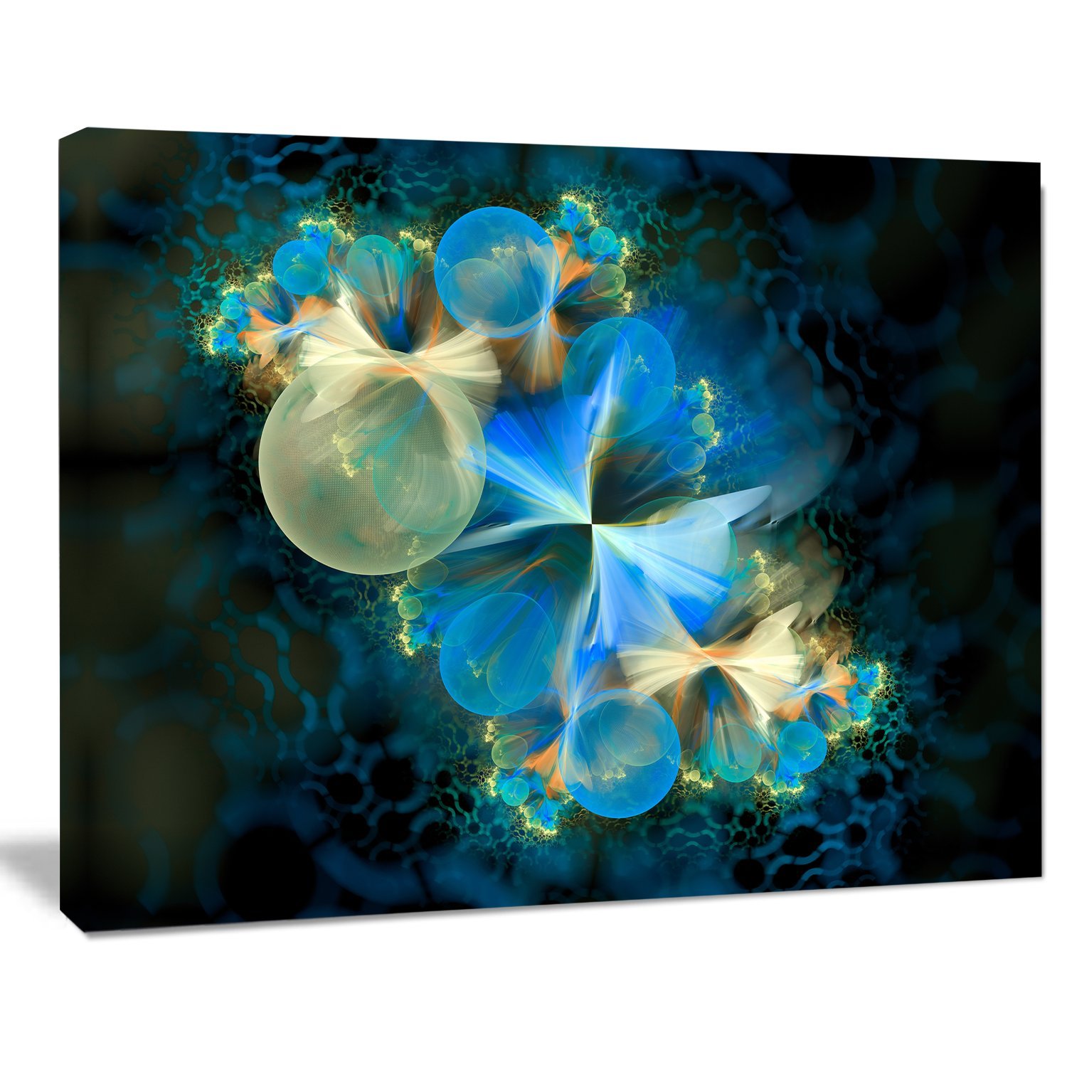 Fractal 3D Blue Bubbles Abstract Canvas Wall Art Print - Modern Home Decor for Living Room, Bedroom & Office