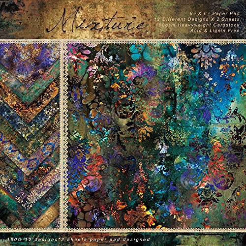 6x6 Scrapbook Paper Pad - 24Pcs Mixed Color Single-Sided Cardstock for DIY Scrapbooking, Card Making, Junk Journal & Decoupage | Perfect for Craft Projects, Photo Albums & Decorative Backgrounds
