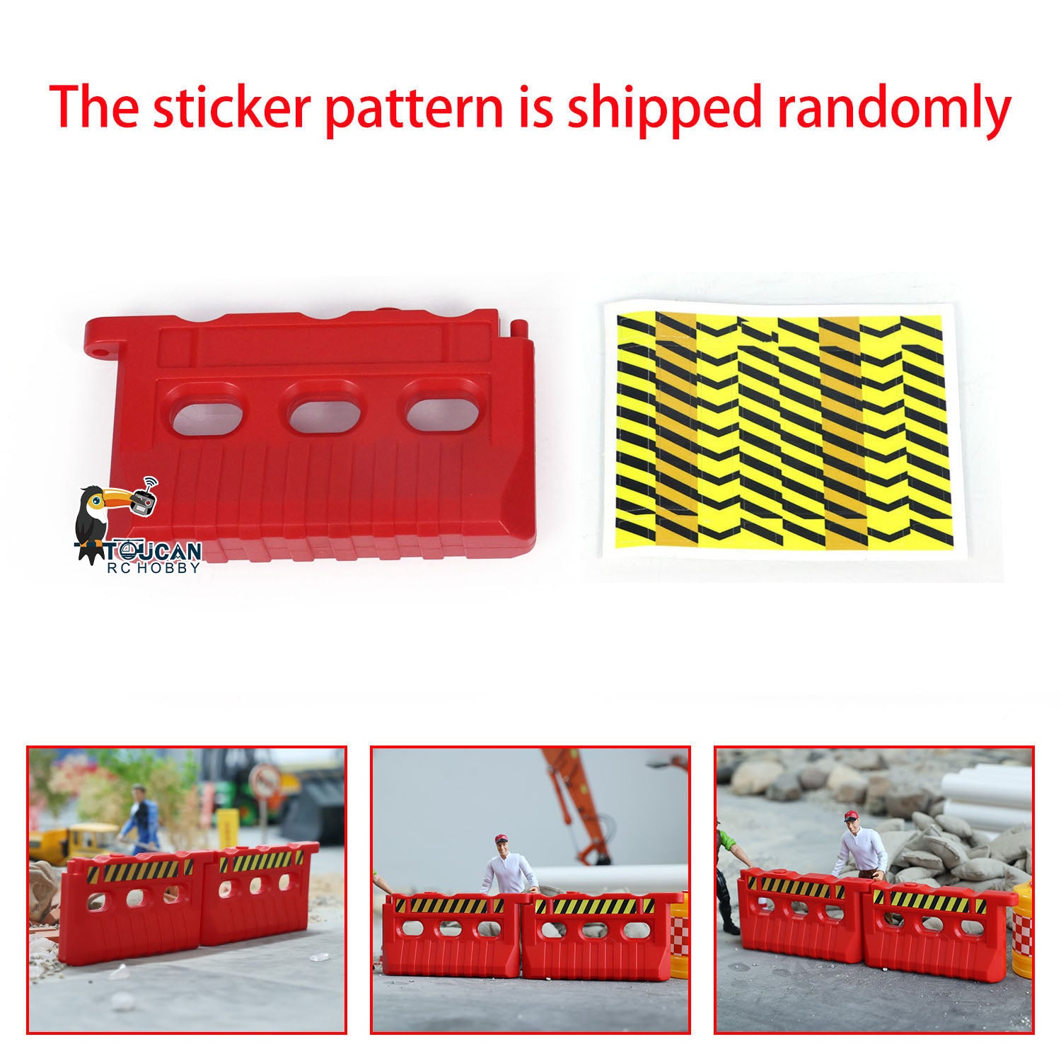 1/14 Scale RC Construction Vehicle Traffic Sign Guardrail & Barrier Cones - Durable Plastic Crash Bucket Accessories for Remote Control Cars (Perfect for Construction Site Scenes & RC Car Racing Tracks)
