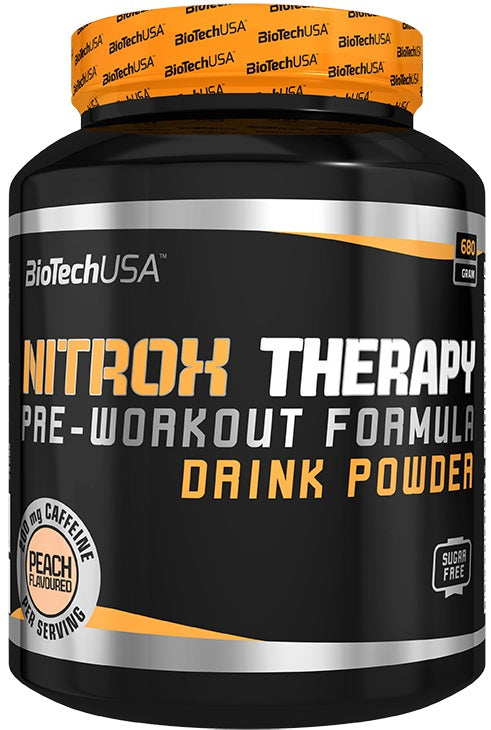 BioTechUSA Nitrox Therapy Pre-Workout Supplement - Blue Grape Flavor 680g | Muscle Energy Booster for Gym & Athletic Performance