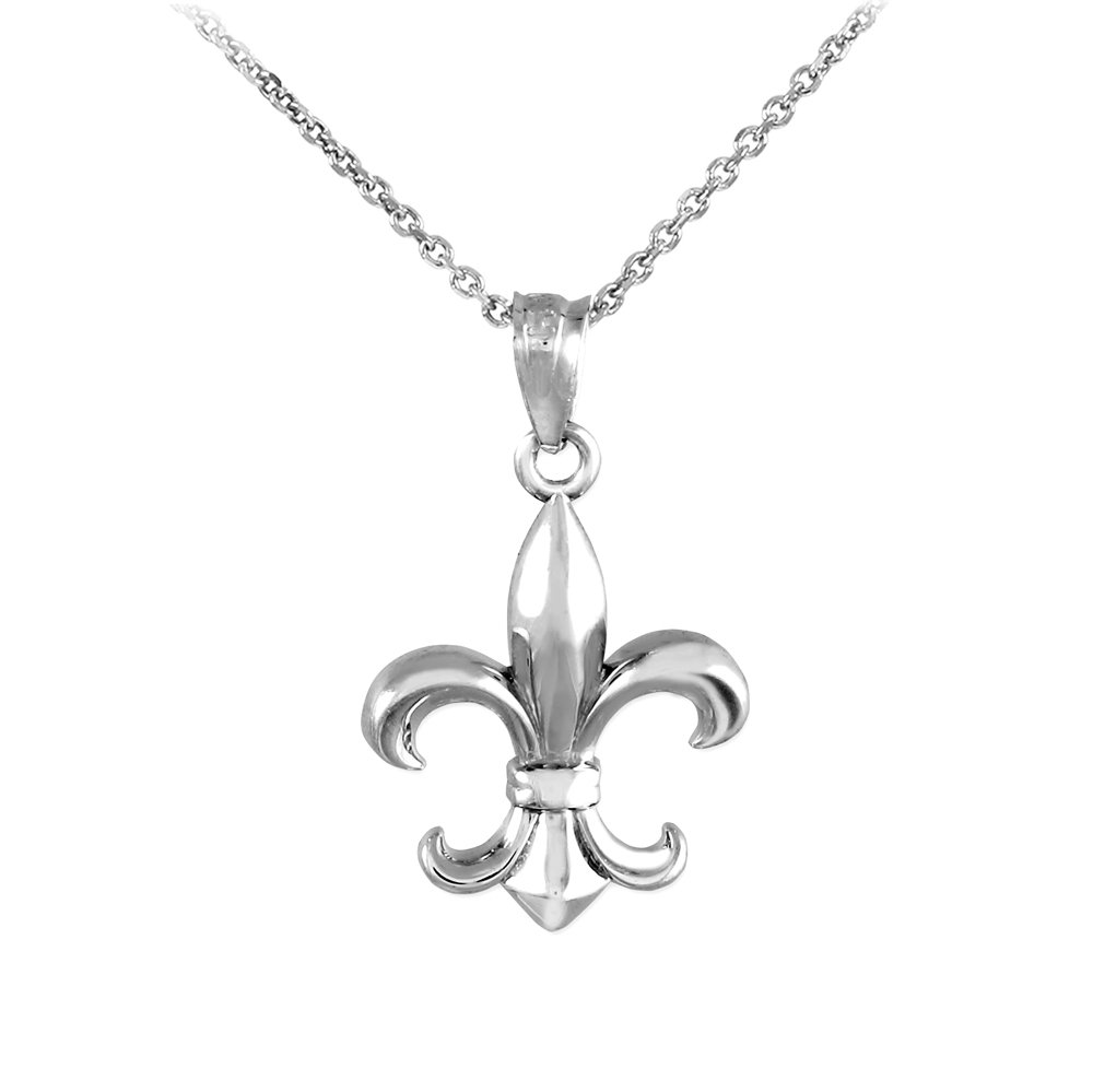 Religious Jewelry Sterling Silver Fleur-de-Lis Charm Pendant Necklace for Women - Faith Inspired Catholic Cross Necklace for Daily Wear & Special Occasions