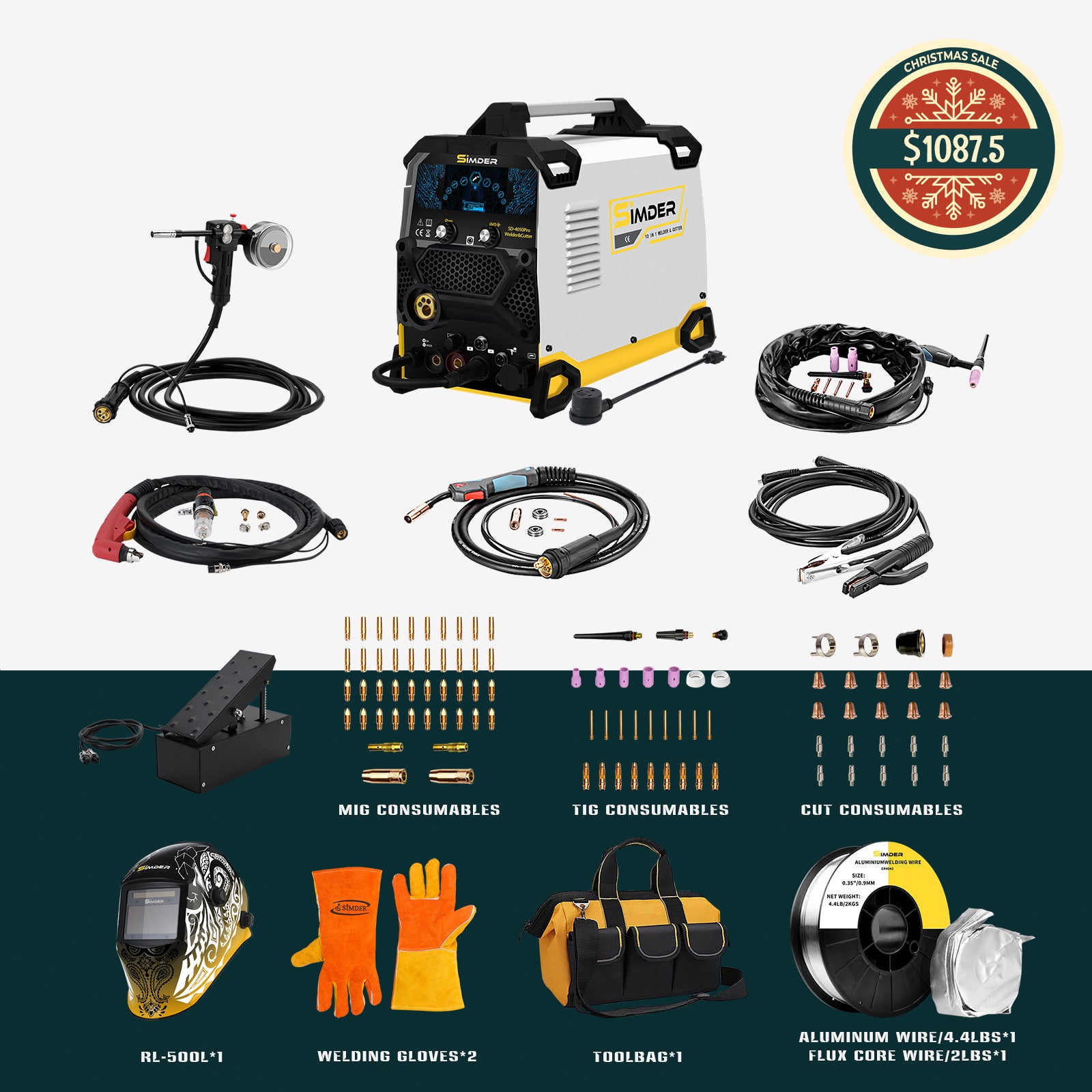 SSimder SD 4050 PRO 10-in-1 Aluminum Welder and Cutter - Professional Metal Welding Machine for DIY, Auto Repair & Home Improvement Projects