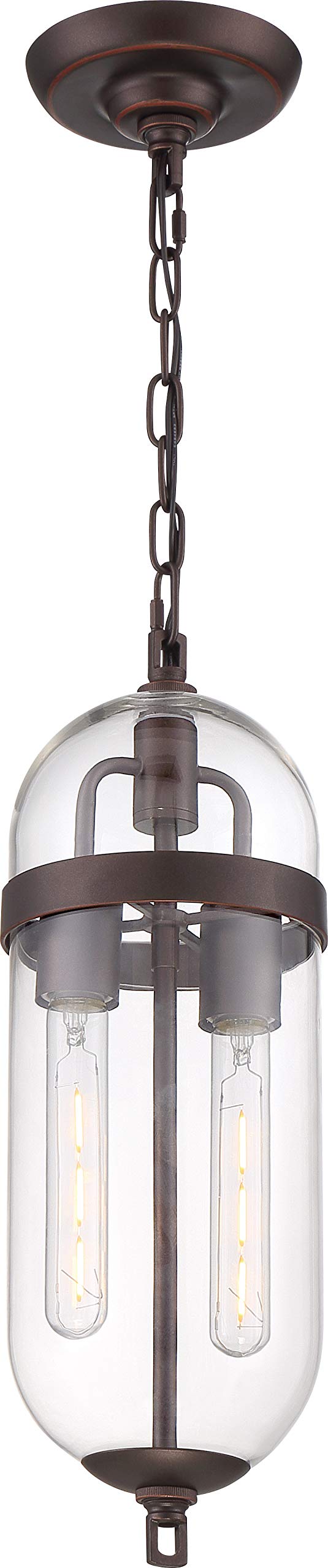 NUVO 60/6922 Fathom 2-Light Pendant Light Fixture in Mahogany Bronze Finish with Clear Glass Shades - Perfect for Dining Room, Kitchen Island or Entryway Lighting
