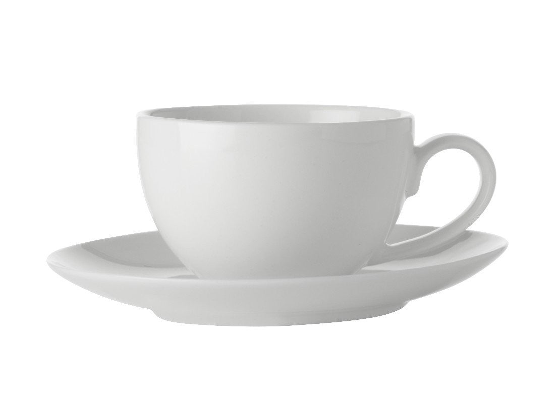 Maxwell & Williams White Basics Coupe Demi Espresso Cup & Saucer Set - 100ml Porcelain Coffee Cup for Espresso, Cappuccino, Latte - Perfect for Home, Cafe, and Restaurant Use