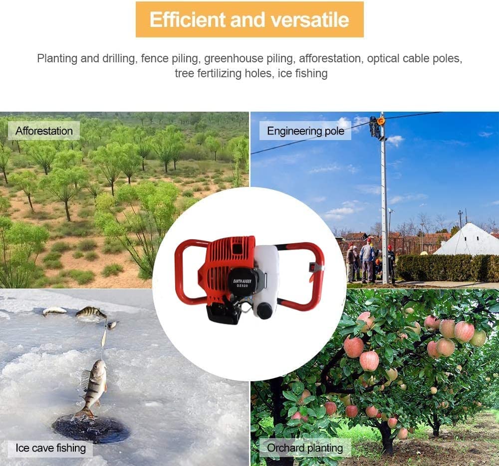2.3HP Gas Powered Post Hole Digger - 55C Earth Auger with 4
