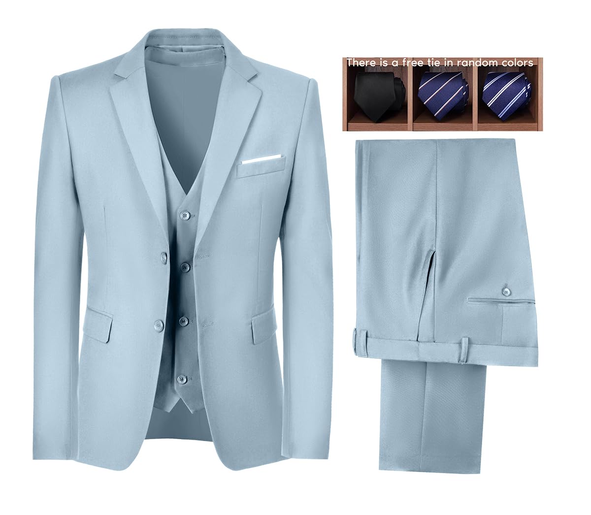 3 Piece Slim Fit Men's Suits - Notched Lapel Wedding Tuxedo Set with Jacket, Pants & Vest | Formal Groomsmen Attire for Prom, Business & Special Occasions