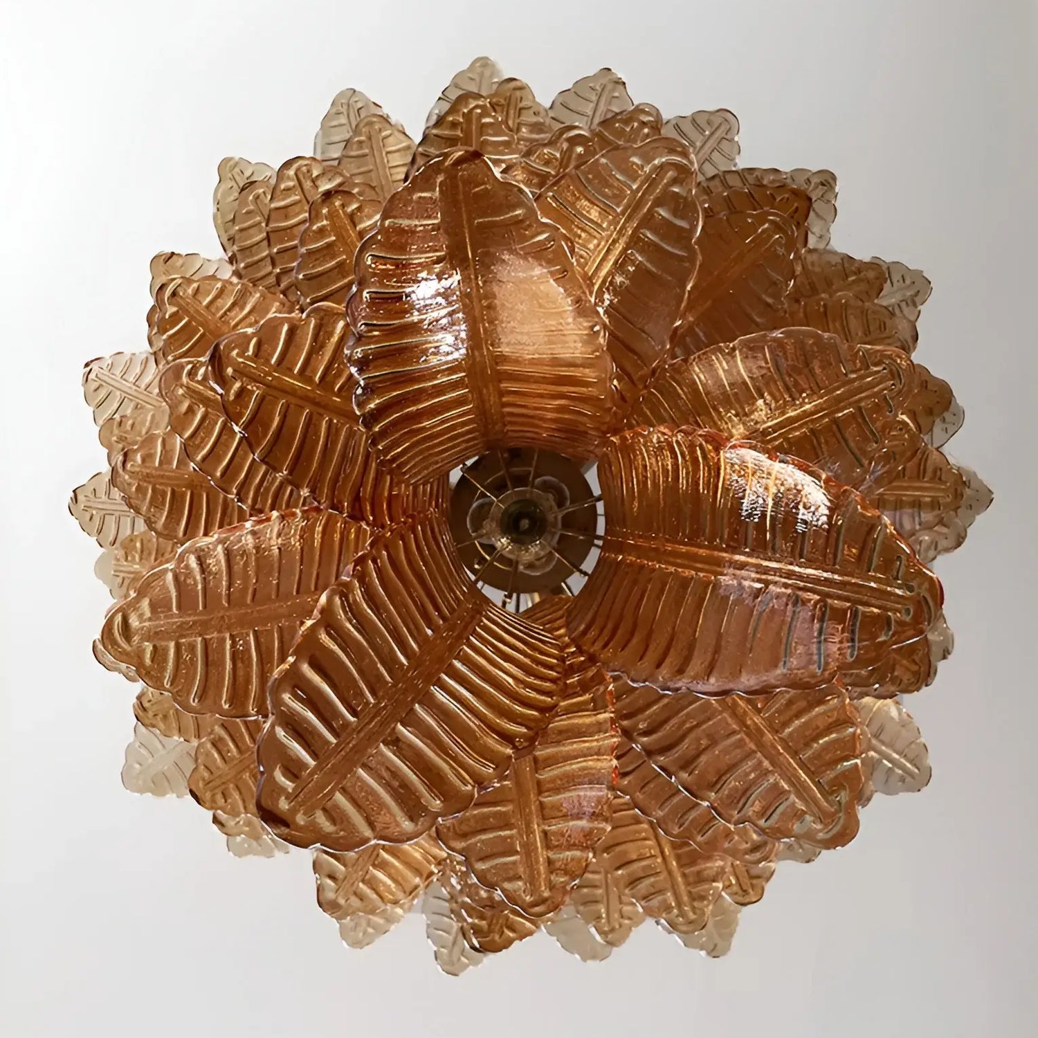 Amber Leaf Cascade Chandelier - Elegant Crystal Ceiling Light Fixture for Dining Room, Living Room & Bedroom | Modern Home Decor Lighting for Wedding, Hotel & Restaurant