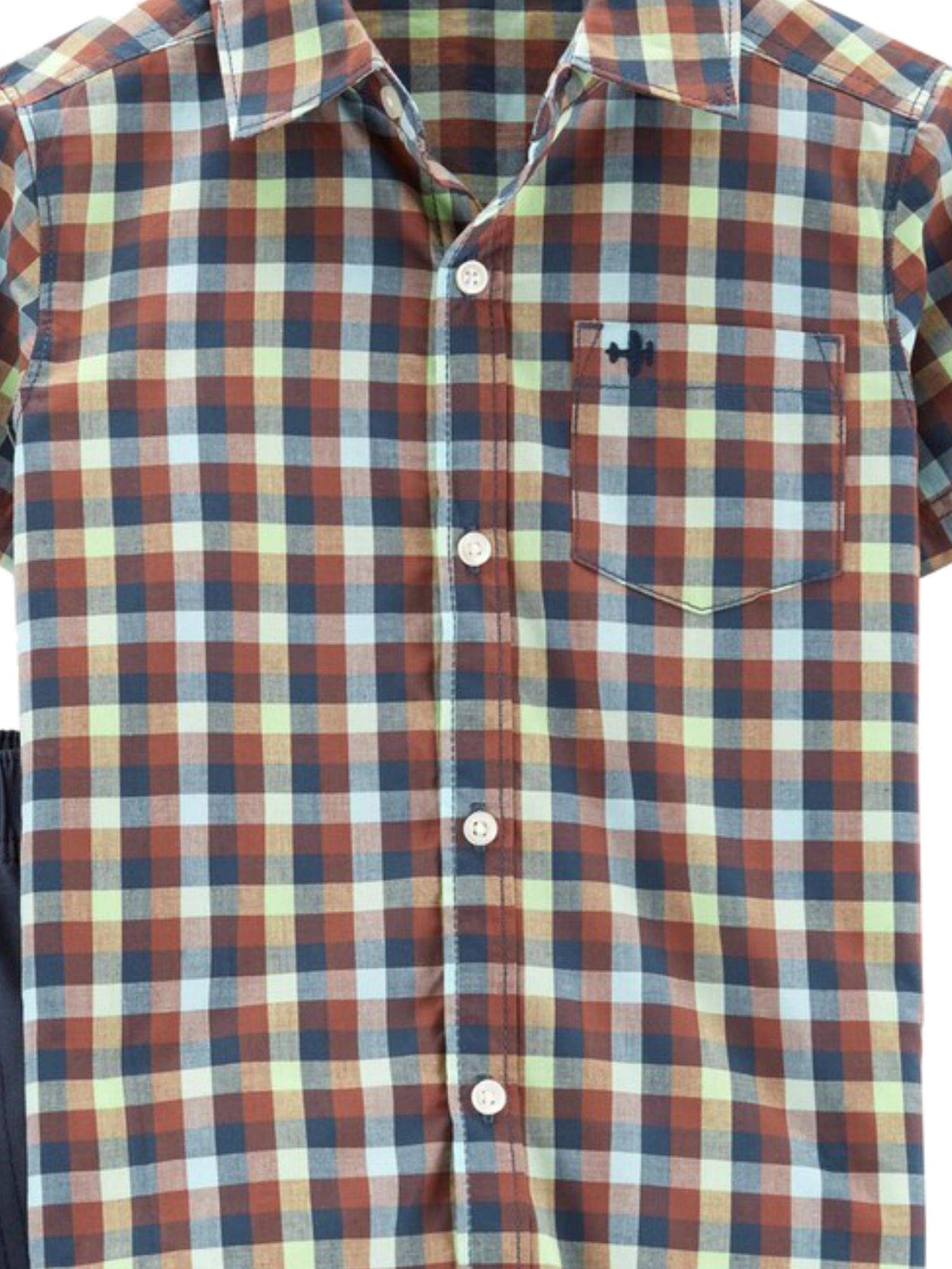 Carters Baby Boy Blue Plaid Button-Up Shirt & Shorts Set - Casual Outfit for Infants & Toddlers | Perfect for Family Photos, Playdates & Special Occasions