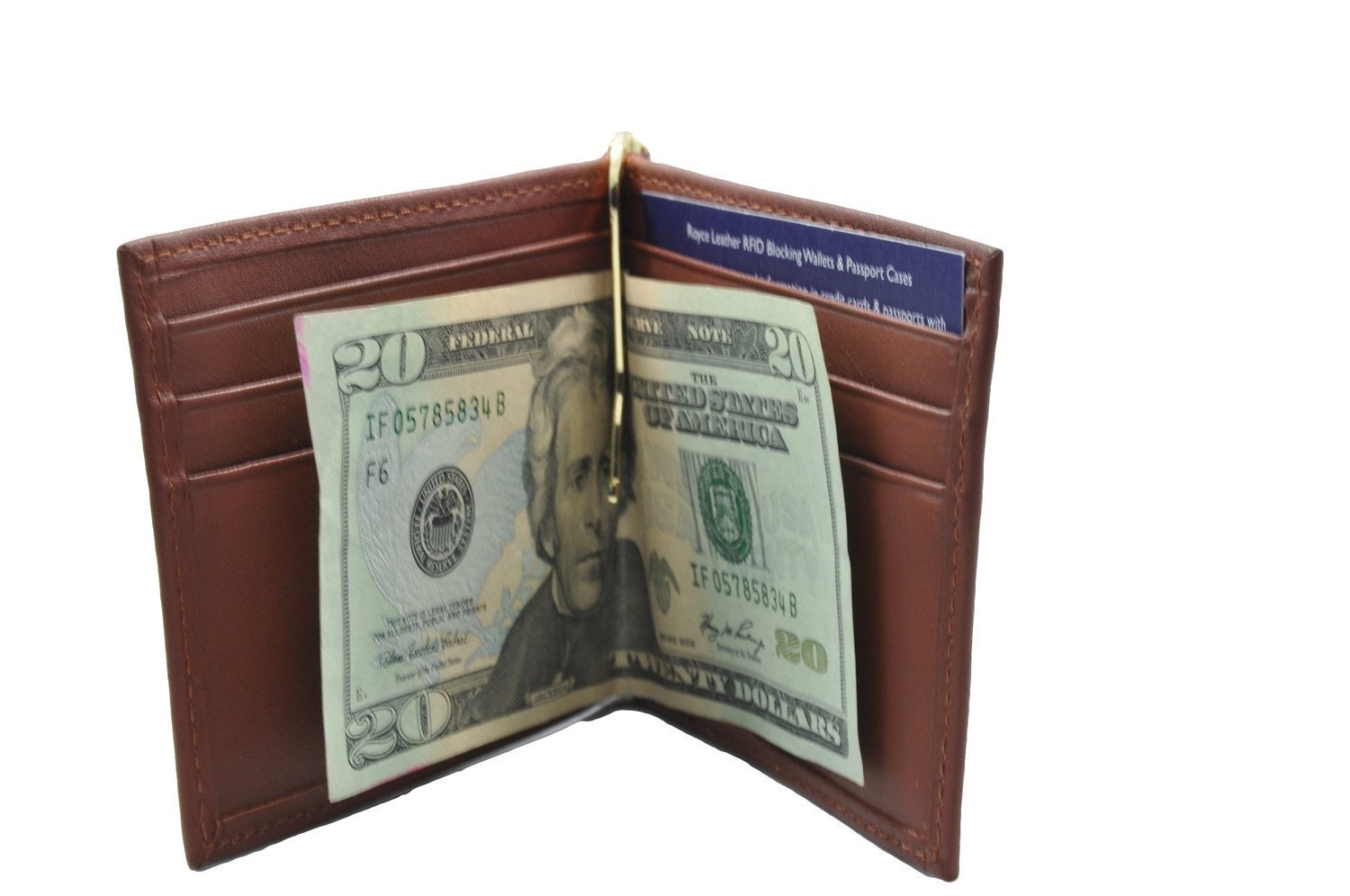 Royce Leather RFID Blocking Slim Money Clip Wallet for Men - Genuine Leather Credit Card Holder with Cash Clip (Black & Tan) - Perfect for Travel, Business & Everyday Carry