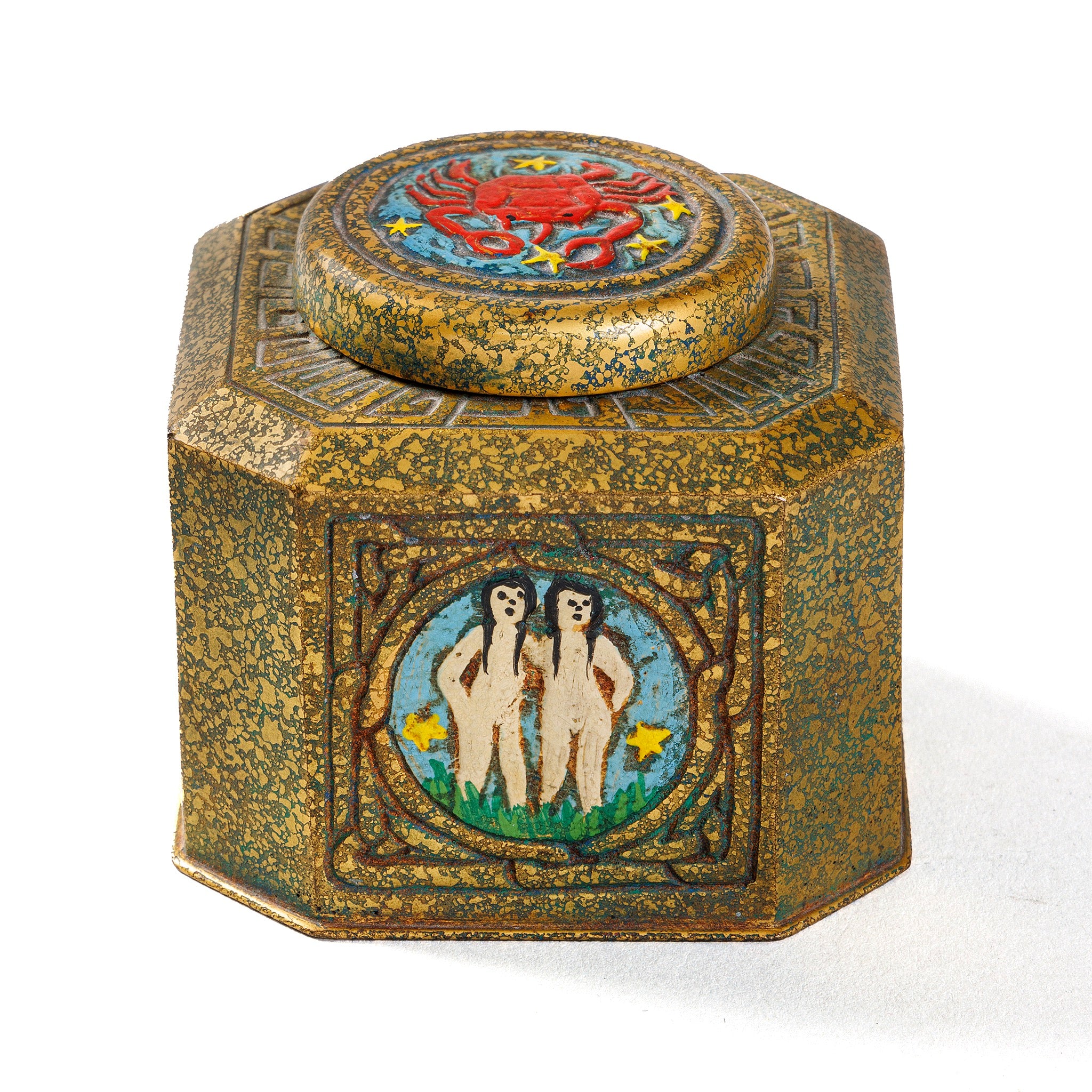 Tiffany Studios New York Zodiac Inkwell - Vintage Bronze Desk Accessory for Writers & Collectors | Perfect for Home Office Decor & Astrology Enthusiasts