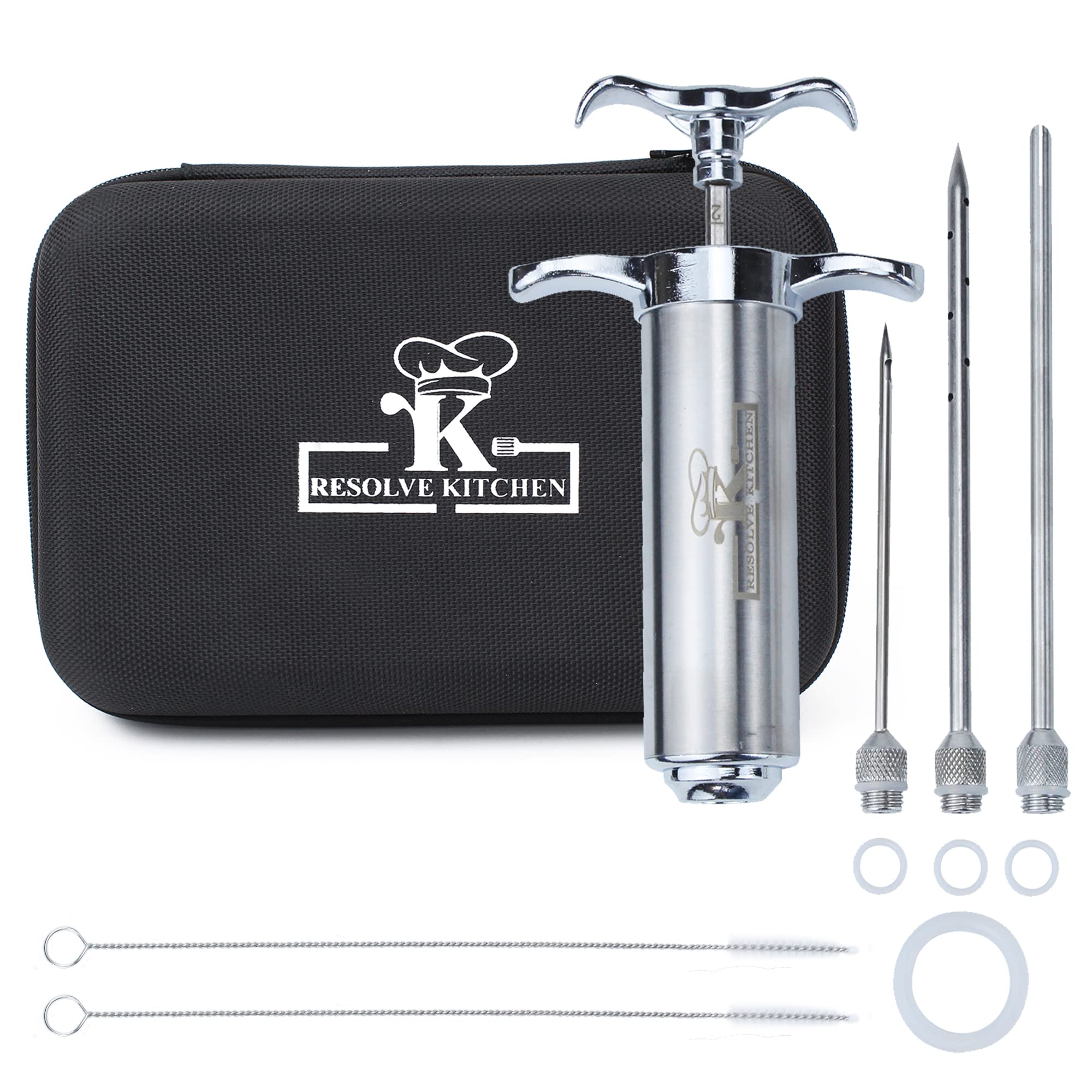Premium Stainless Steel Meat Marinade Injector Kit - BBQ Grill Smoker Tool for Juicy Turkey, Brisket & Poultry with 3 Flavor Needles - Includes Free E-Book Recipes (Perfect for Backyard Grilling, Smoking, and Holiday Cooking)
