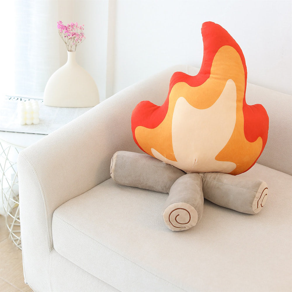 Cozy Campfire Throw Pillow - Soft Decorative Cushion for Living Room, Bedroom, or Outdoor Camping - Perfect for Home Decor and Relaxation