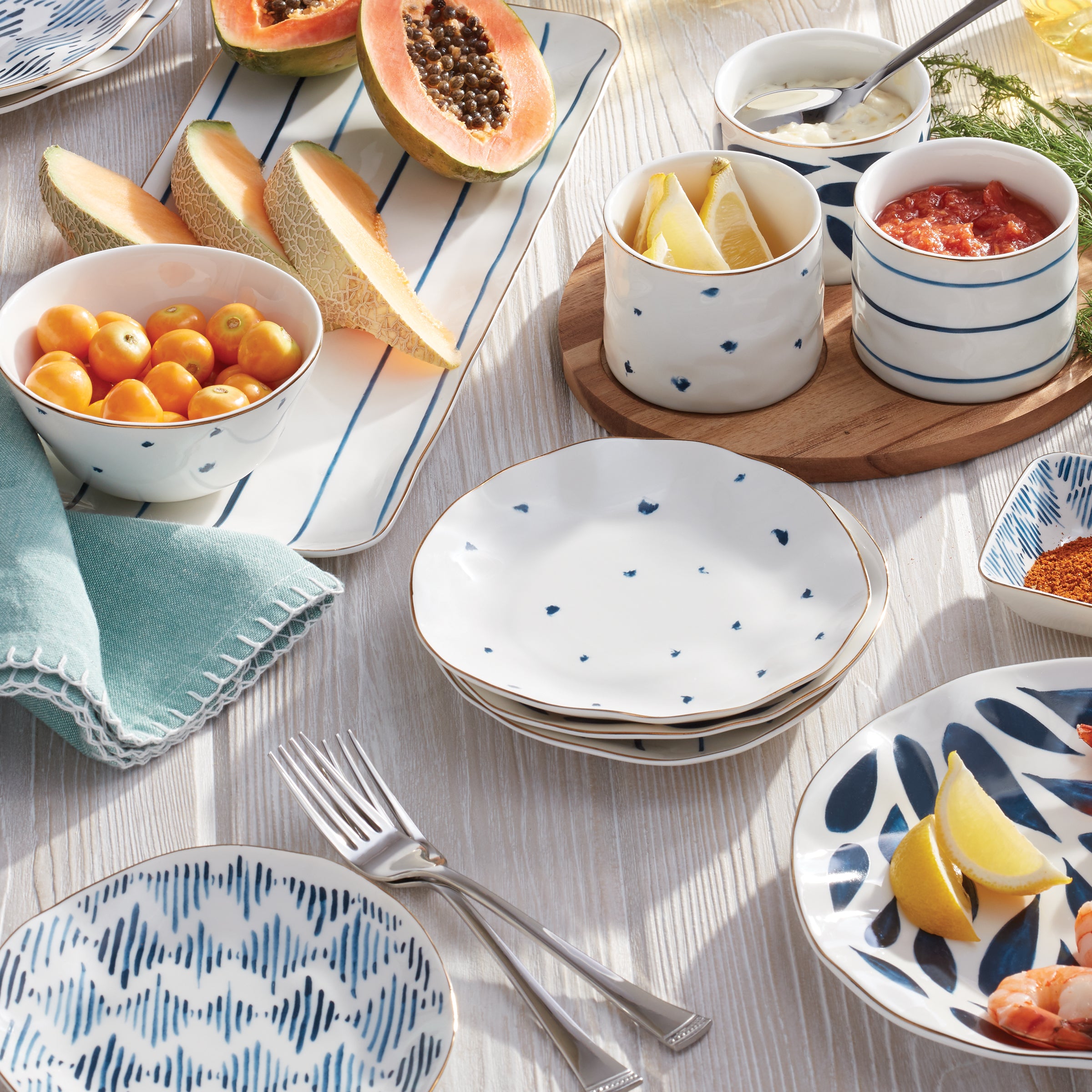 Blue Bay Tidbit Plates - Set of 4 Small Appetizer Plates for Cheese, Nuts & Hors d'Oeuvres - Perfect for Parties, Entertaining & Home Decor