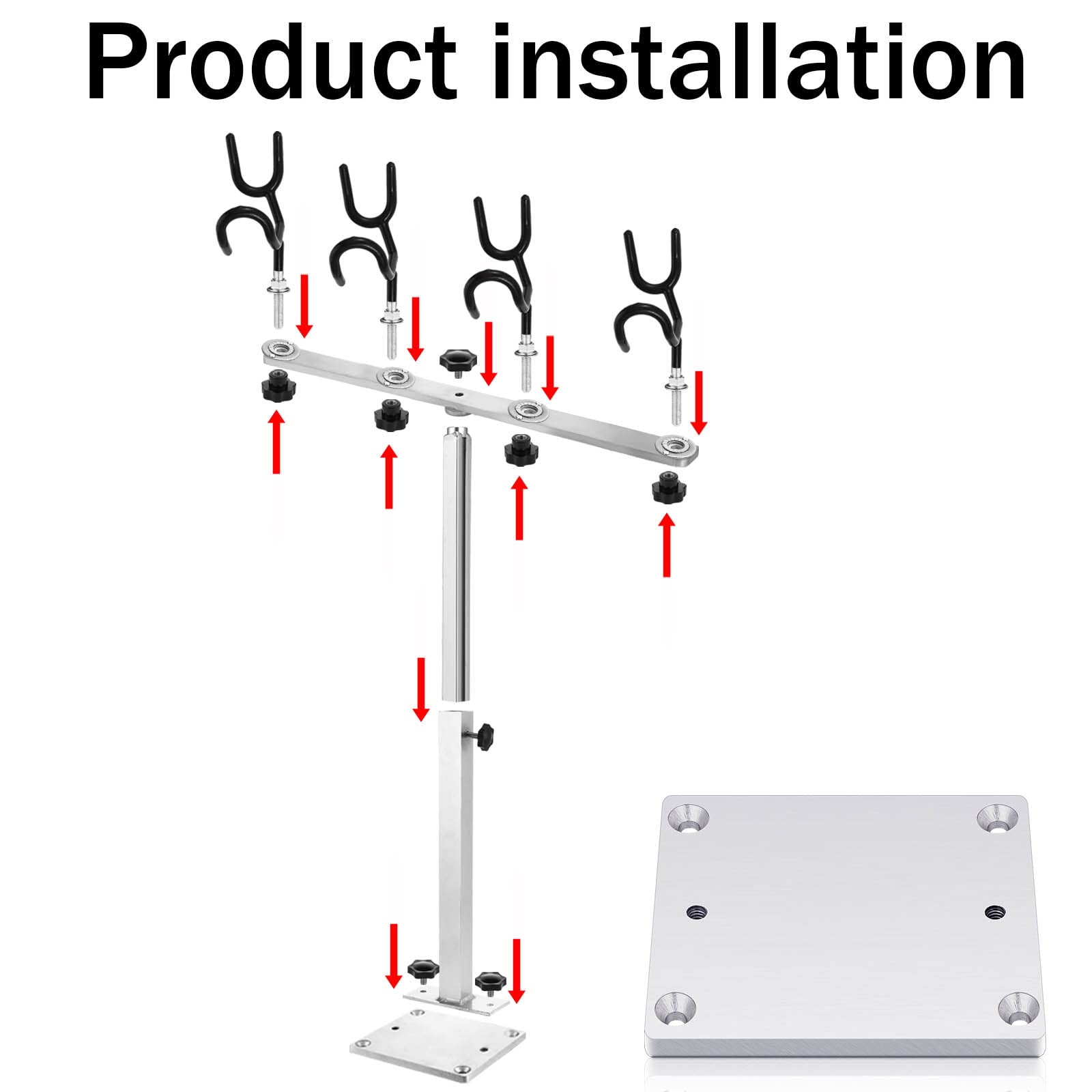 PVC Coated Steel Crappie Rod Holder - 360° Adjustable for Boats & Anglers - Fishing Accessories