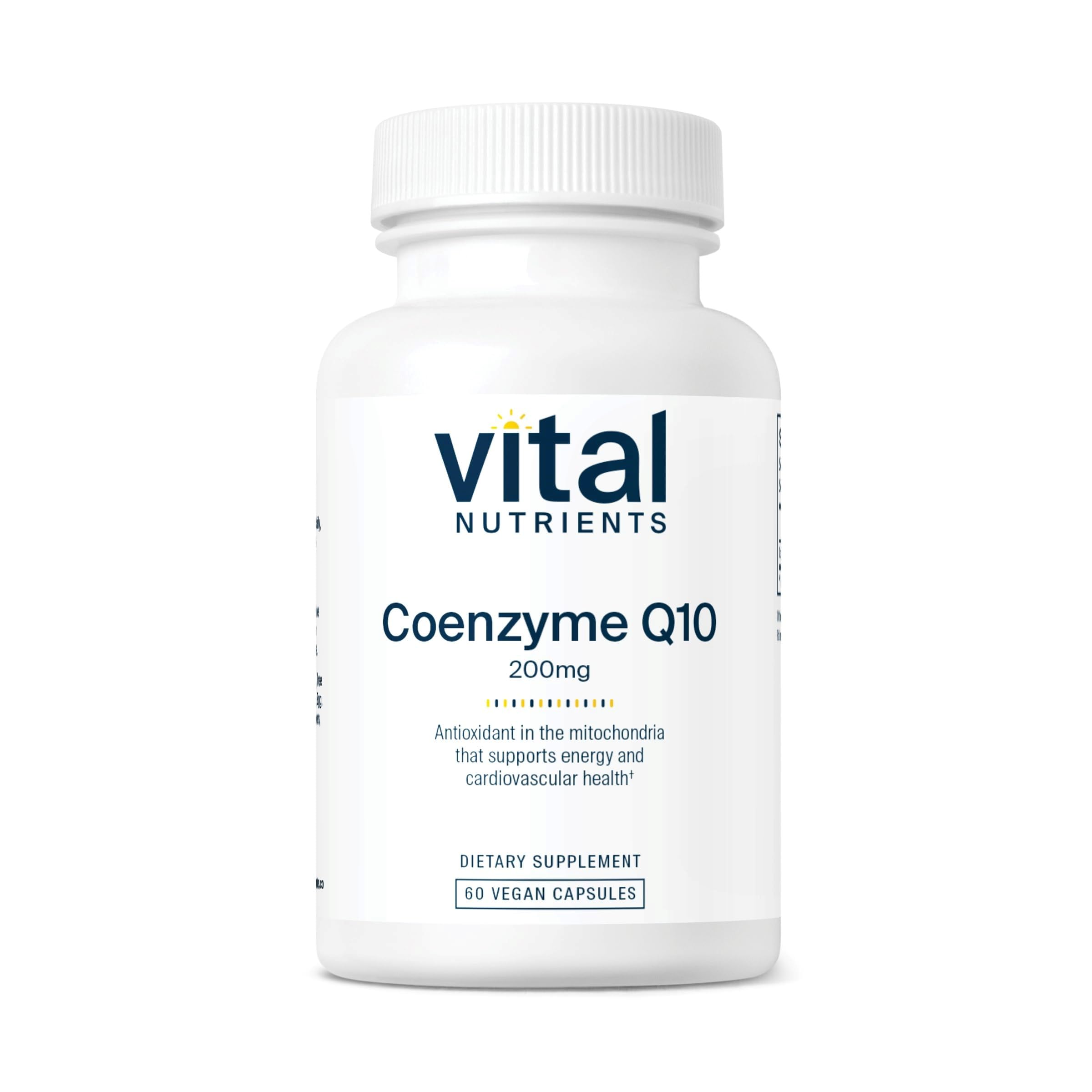 Vital Nutrients CoQ10 200mg - Vegan Coenzyme Q10 Supplement for Heart Health & Energy Support | Powerful Antioxidant | Gluten Free, Dairy Free, Soy Free, Non-GMO | 60 Capsules | Supports Cardiovascular Function & Cellular Energy Production