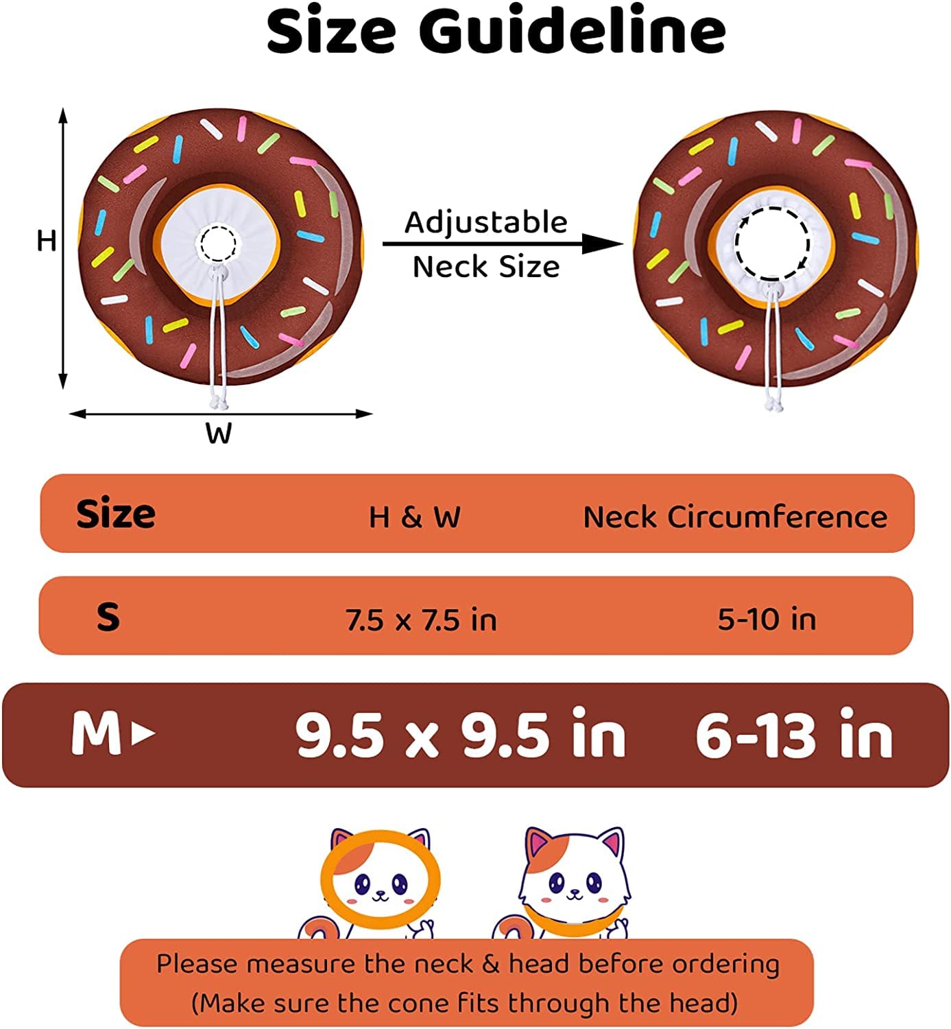 Soft Adjustable Cat Cone Collar for Post-Surgery Recovery - Elizabethan Donut Collar for Cats & Kittens (6