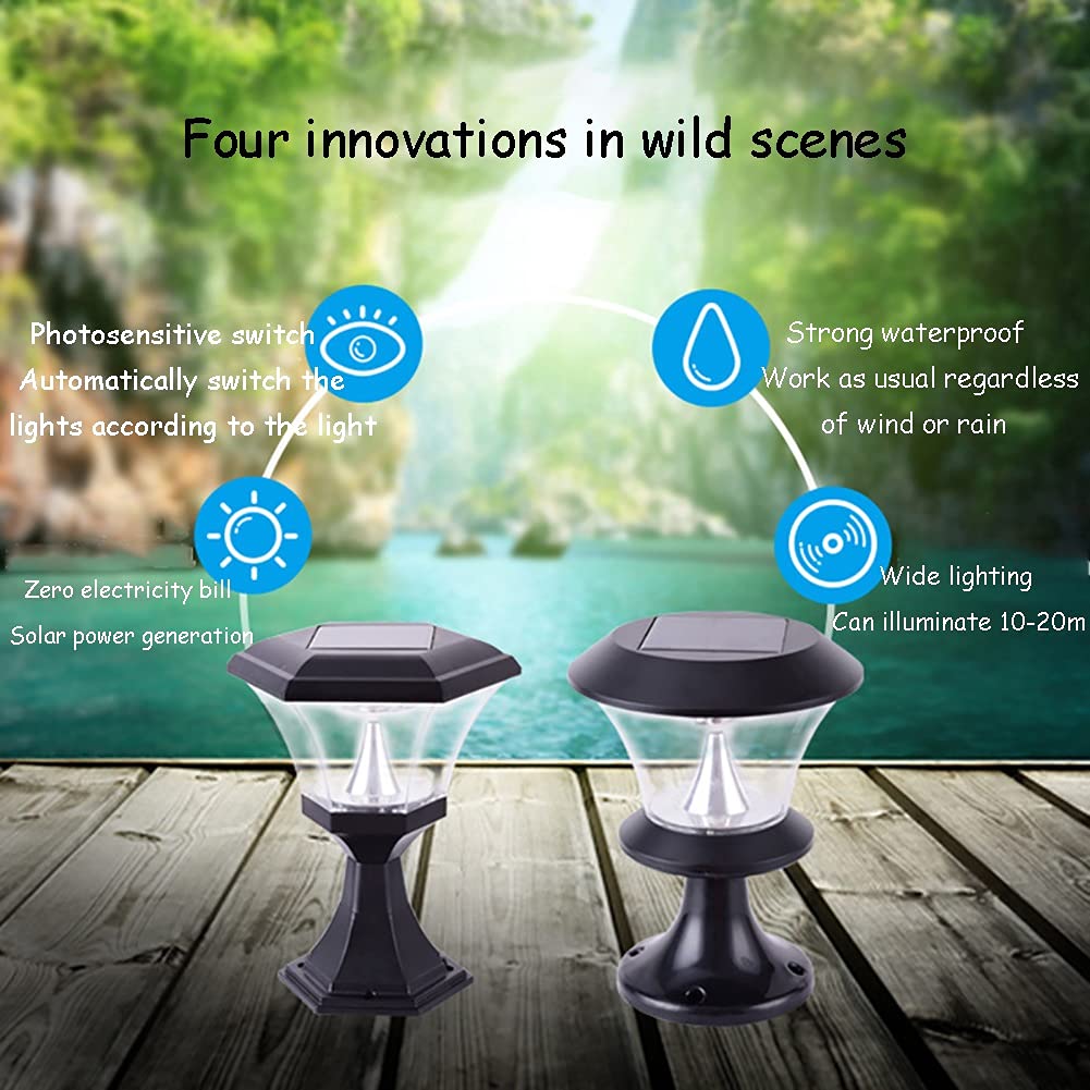 Solar Powered Outdoor Post Lights - Set of 2 Waterproof Garden Pathway Lights with Auto On/Off for Patio, Yard, Driveway & Walkway Decoration