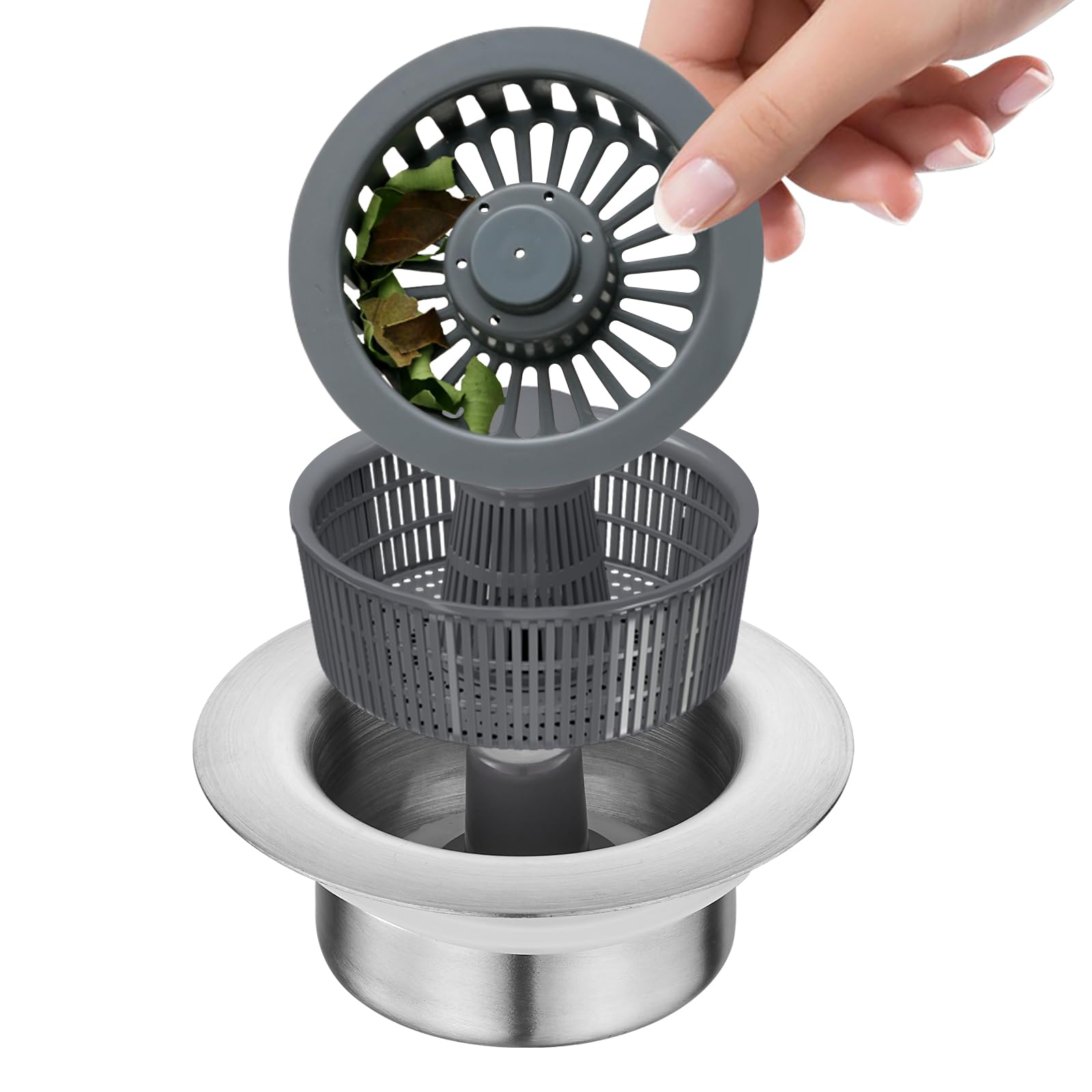 Pollock 304 Stainless Steel Kitchen Sink Strainer & Pop-Up Stopper - 2 Pack Anti-Clogging Drain Filters for US Standard 3.5