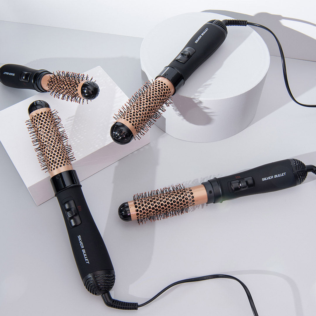 Silver Bullet Genesis Hot Air Brush 38mm Gold - Professional Styling Tool for Smoothing, Volumizing & Curling Hair | Perfect for Home & Salon Use