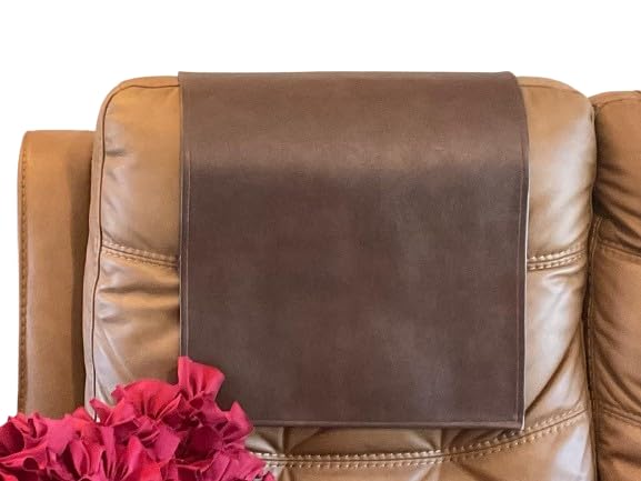 Premium Vinyl Headrest Cover for Recliners - Tear & Fade Resistant Furniture Protector Slipcover - Fits Sofas, Loveseats, Theater Chairs, Office Chairs & RV Seats (Brown) - Perfect for Home, Office & Travel Protection