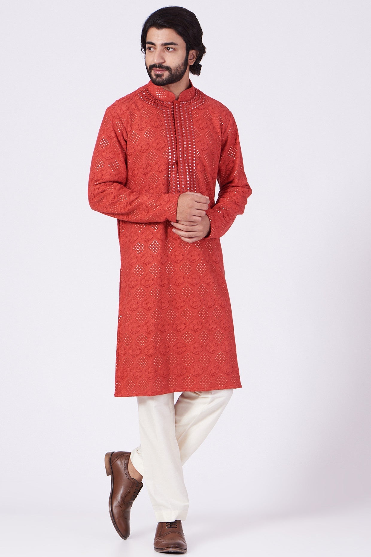 Hand Embroidered Red Kurta for Women | Traditional Indian Ethnic Wear | Perfect for Festivals, Weddings & Cultural Events