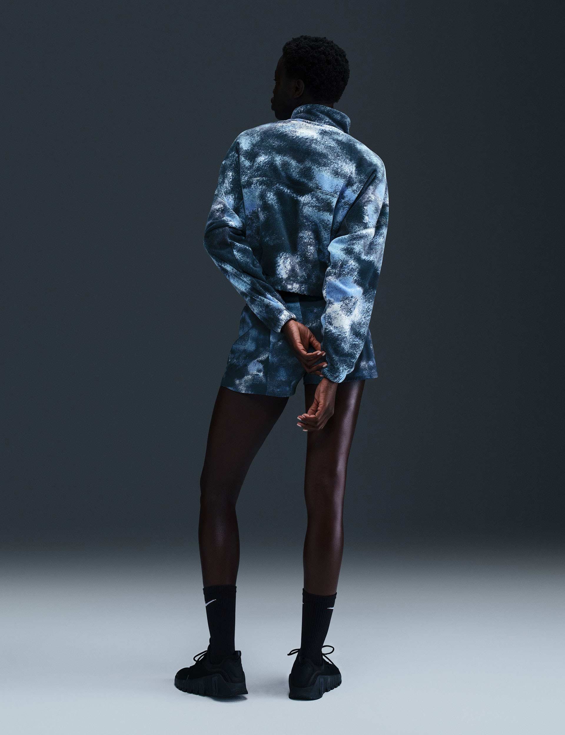 Oversized 1/2 Zip Fleece Printed Top for Women - Armory Navy | Cozy Winter Pullover for Casual Outfits & Outdoor Activities