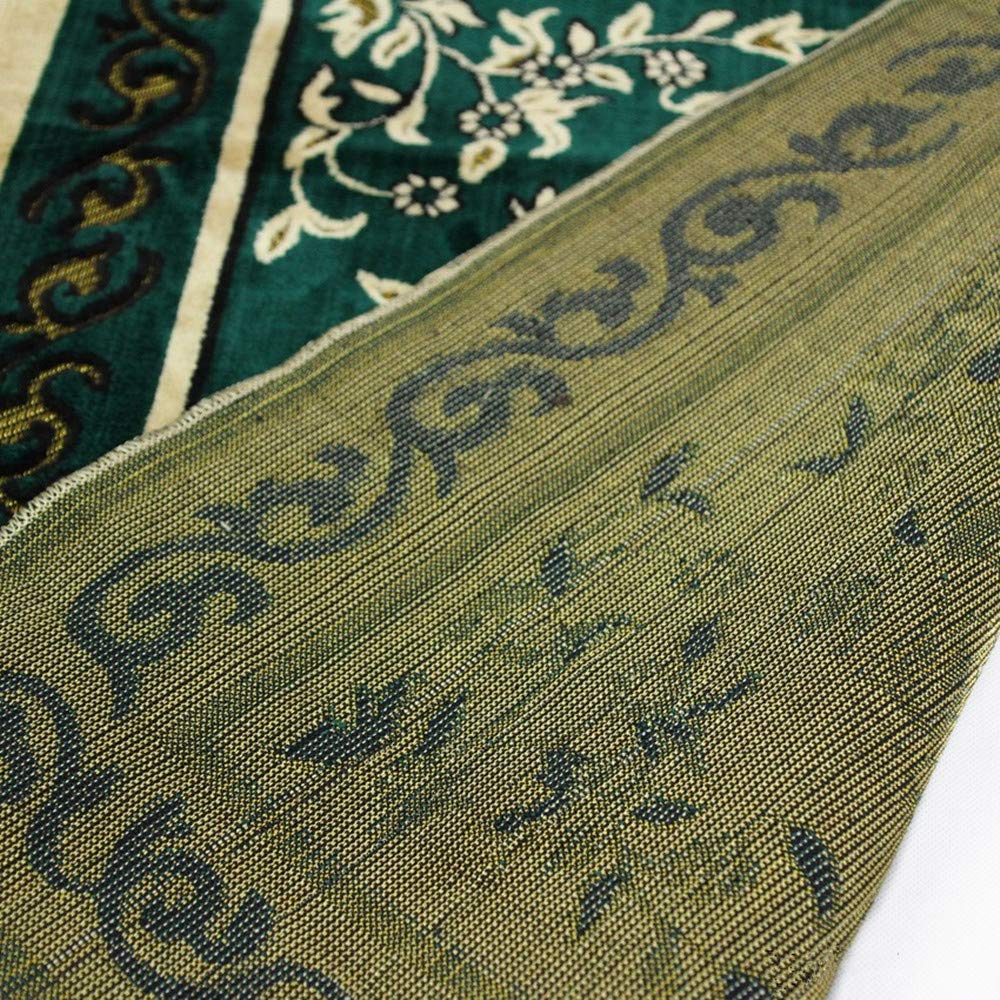 Premium Islamic Prayer Rug - Soft Thick Fabric Muslim Prayer Mat for Home & Mosque - Green Carpet for Salah, Jumu'ah & Daily Worship