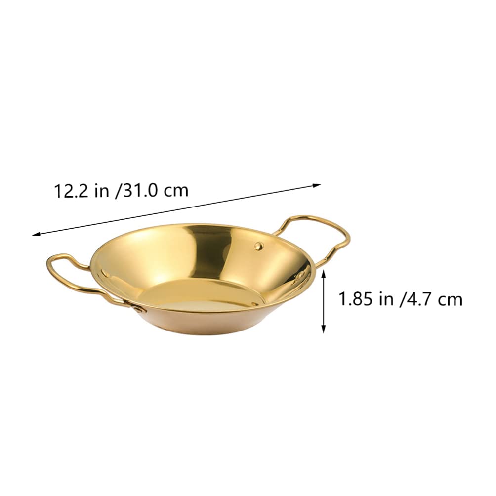 Hemoton Stainless Steel Griddle Pan - Korean Noodle Pot, Crepe Pan, Deep Fryer & Carbon Steel Paella Pan - Induction Compatible, Thickened Non-Stick Surface for Home Cooking & Buffet Stove - Perfect for Asian Cuisine, Breakfast Crepes & Outdoor Catering