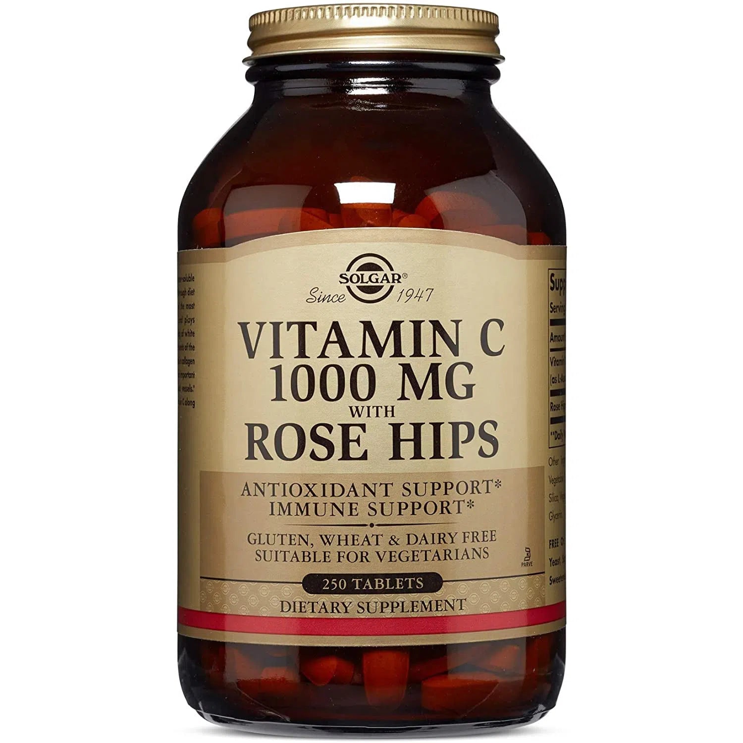 Solgar Vitamin C 1000 mg with Rose Hips Supplement - Immune Support & Antioxidant Boost - Daily Wellness for Adults - Supports Skin Health & Collagen Production