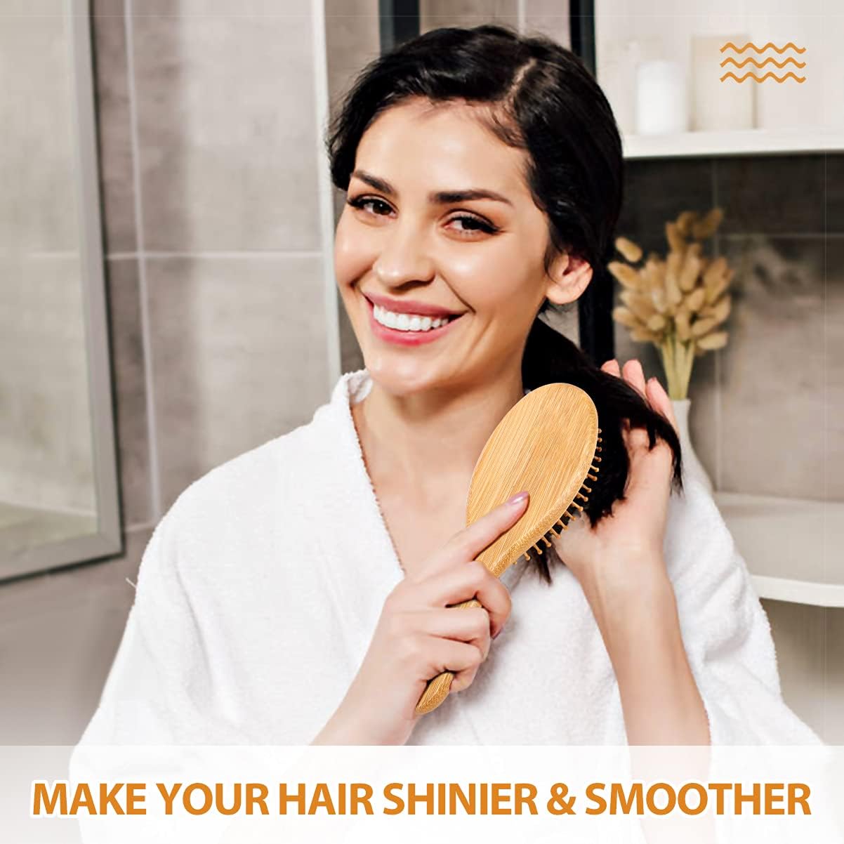 Street27® Natural Bamboo Wood Comb - Anti-Static Paddle Hair Brush for Women & Men with Cushion Massage, Detangling & Scalp Stimulation - Perfect for Daily Hair Care, Reducing Hair Loss & Promoting Healthy Hair Growth (Medium Size)