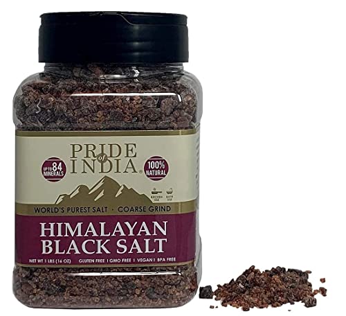 Himalayan Black Salt (Kala Namak) - Coarse Grind, 1 Pound (16oz) - 84+ Minerals - Vegan & Cooking Essential - Perfect for Faux Eggs, Vegan Scramble, Restaurants & Home Use