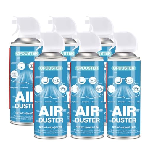 Keyboard Cleaner Air Spray - 6 Pack PC & Laptop Duster for Computer Cleaning | Dust Remover for Electronics, Keyboards, Printers | Ideal for Office, Gaming Setup & Home Use
